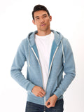 Men's Core Triblend Fleece Zip Hoodie in solid blue and white knit fabric