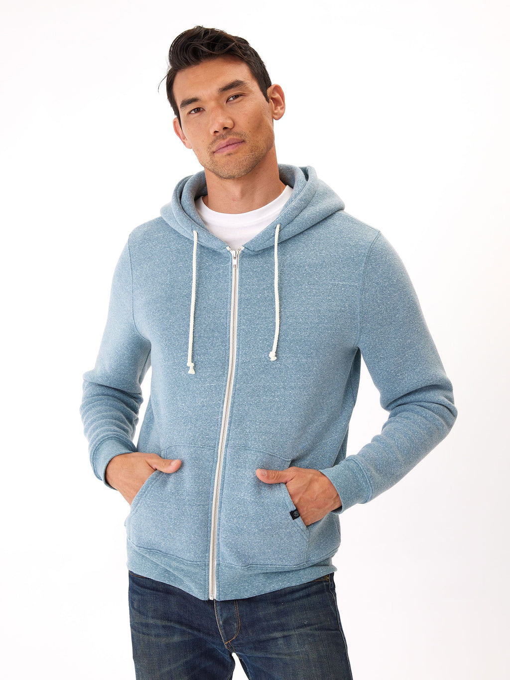 Men's Core Triblend Fleece Zip Hoodie - Lightweight Knit Outerwear