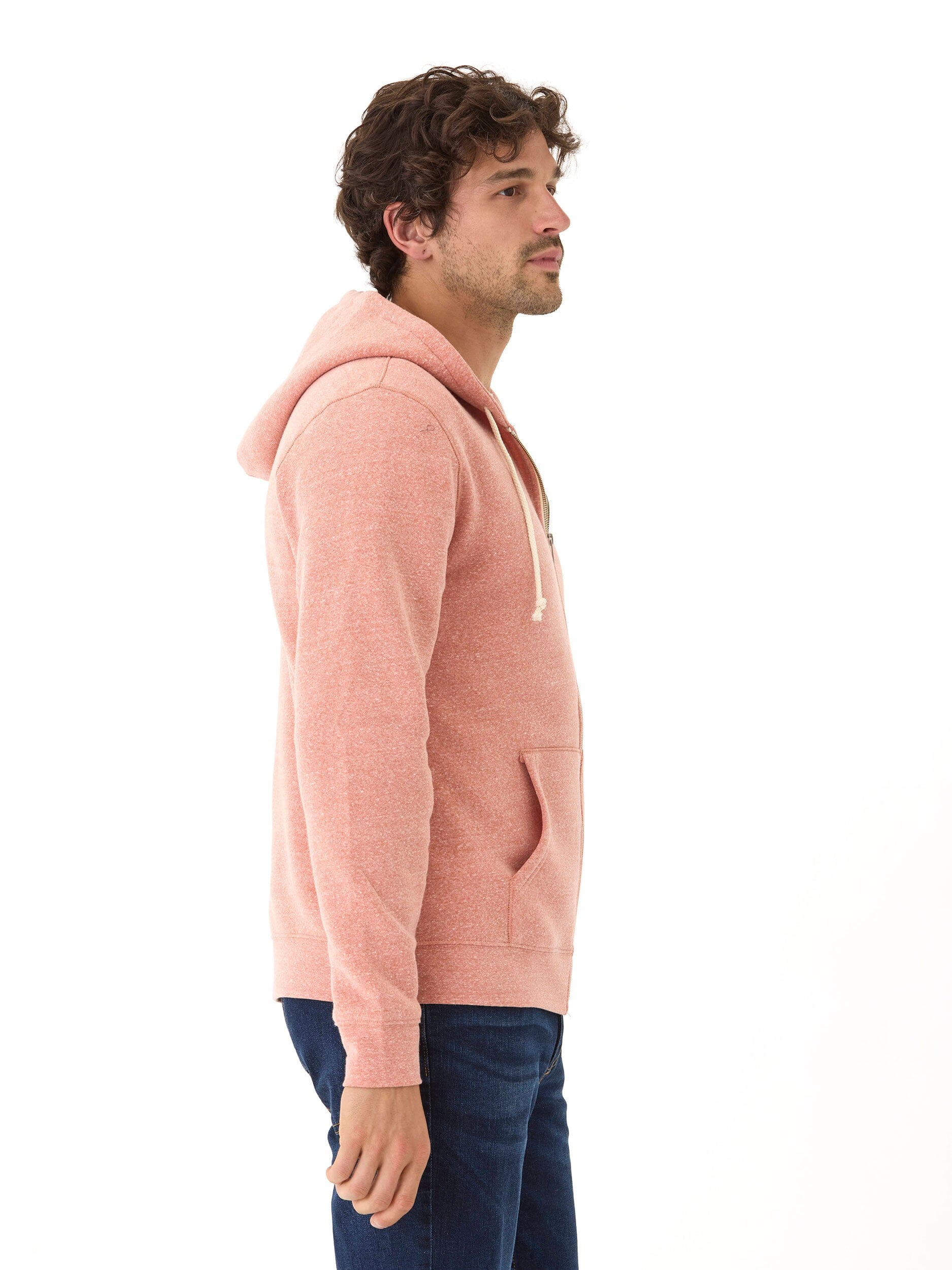 Men's Core Triblend Fleece Zip Hoodie with Adjustable Hood