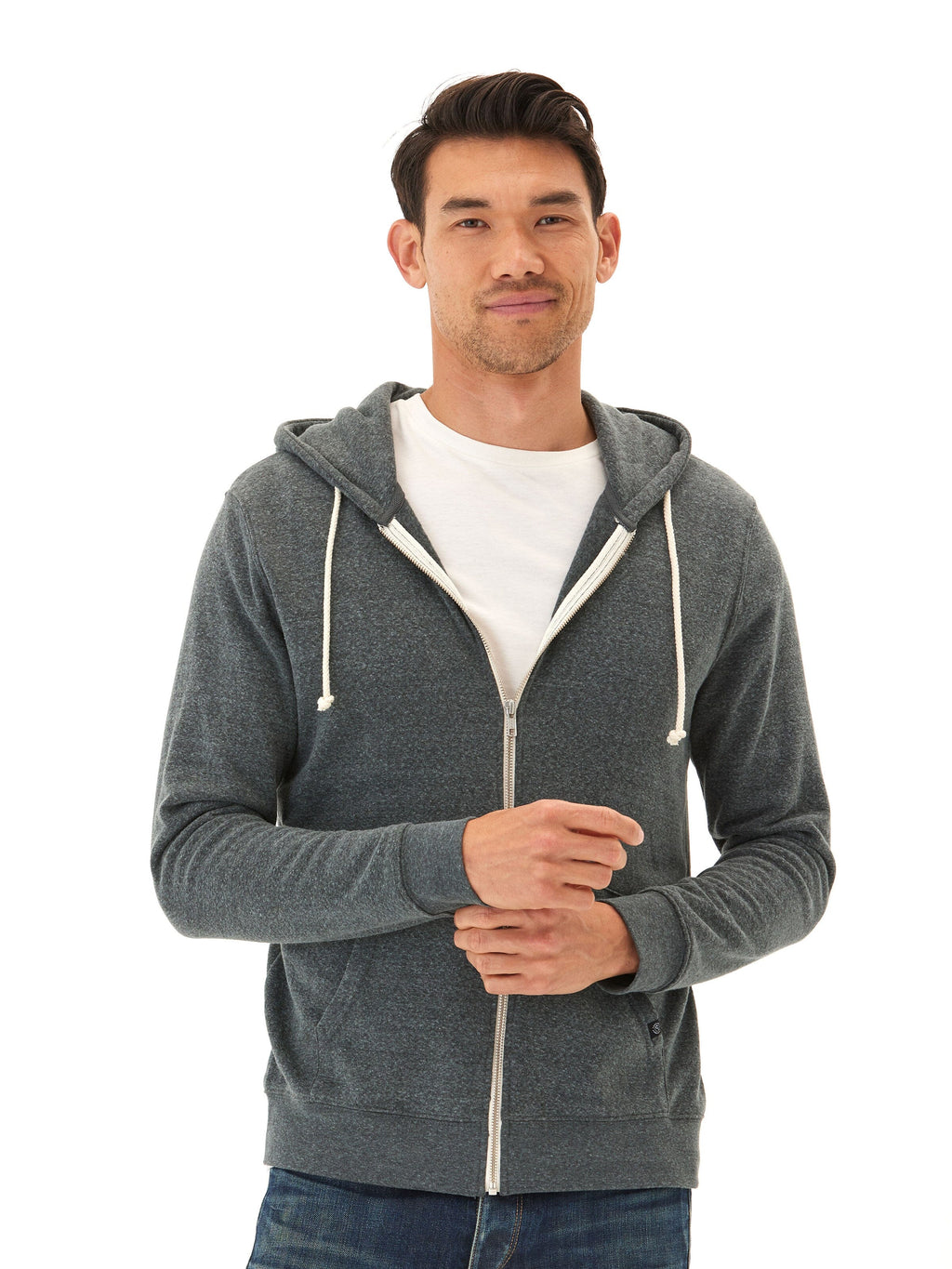 Men's Core Triblend Fleece Zip Hoodie in Dark Grey Heather