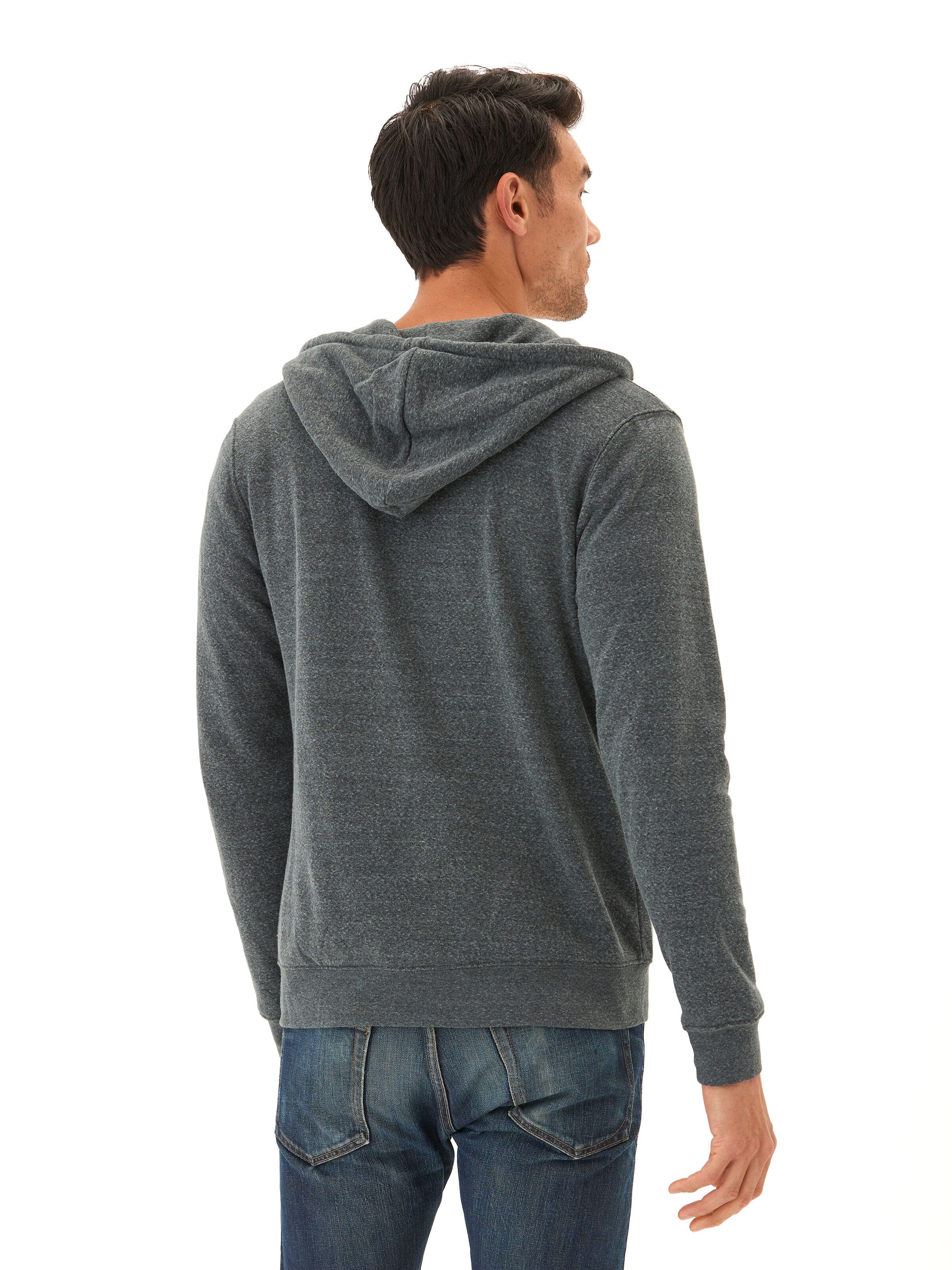 Men's Core Triblend Fleece Zip Hoodie in Dark Grey Heather