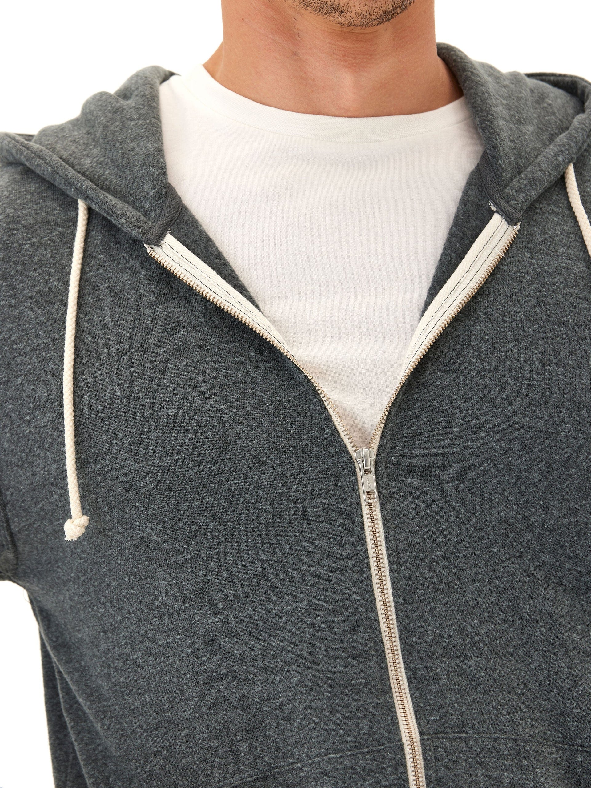 Men's Core Triblend Fleece Zip Hoodie in Dark Grey Heather