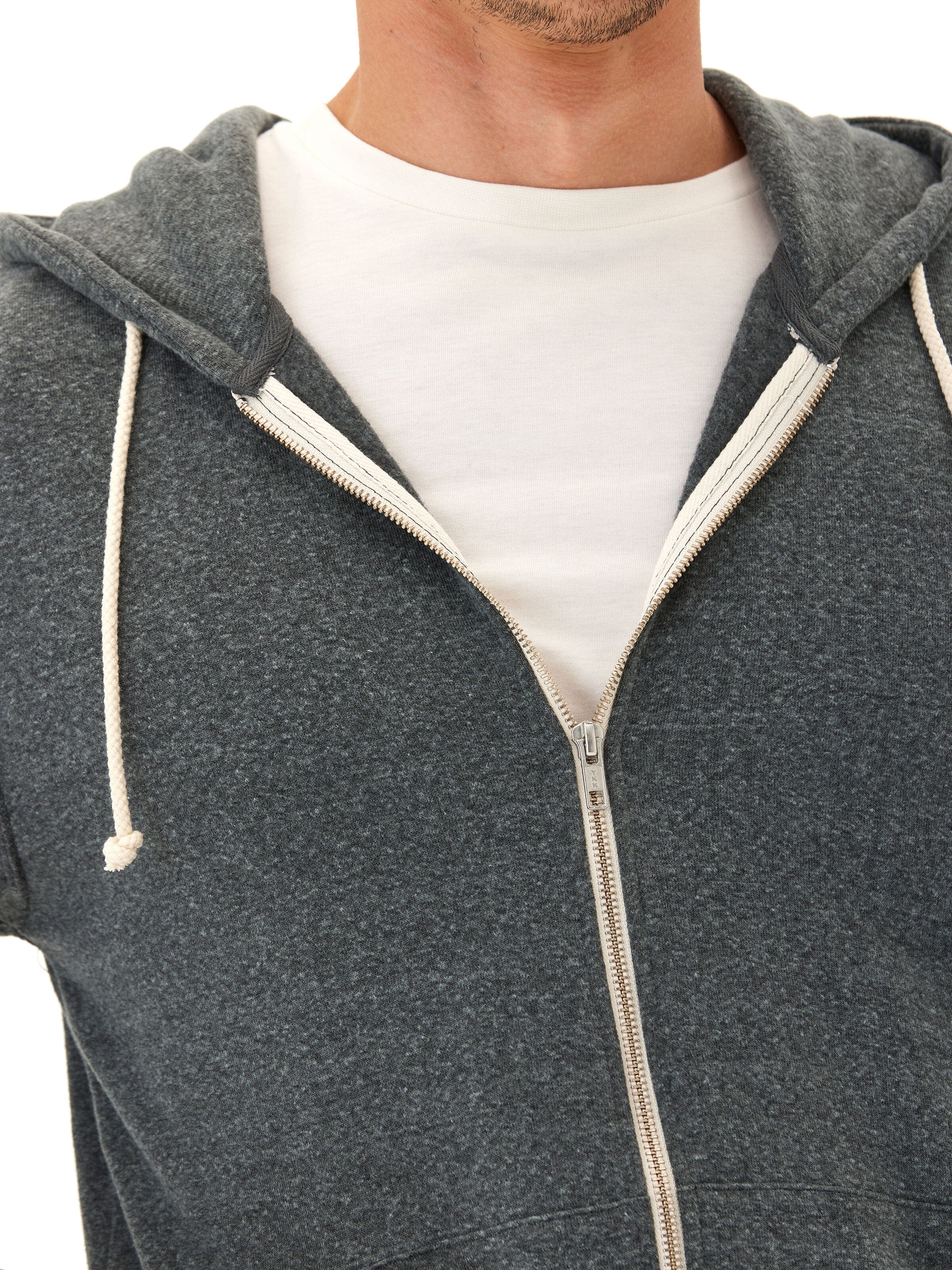 Men's Core Triblend Fleece Zip Hoodie in Dark Grey Heather