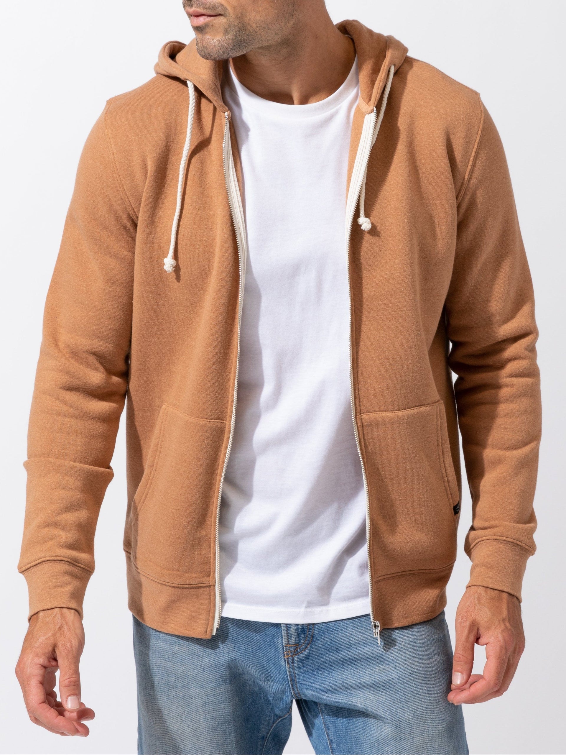 Men's Triblend Fleece Zip Hoodie - Lightweight Casual Outerwear