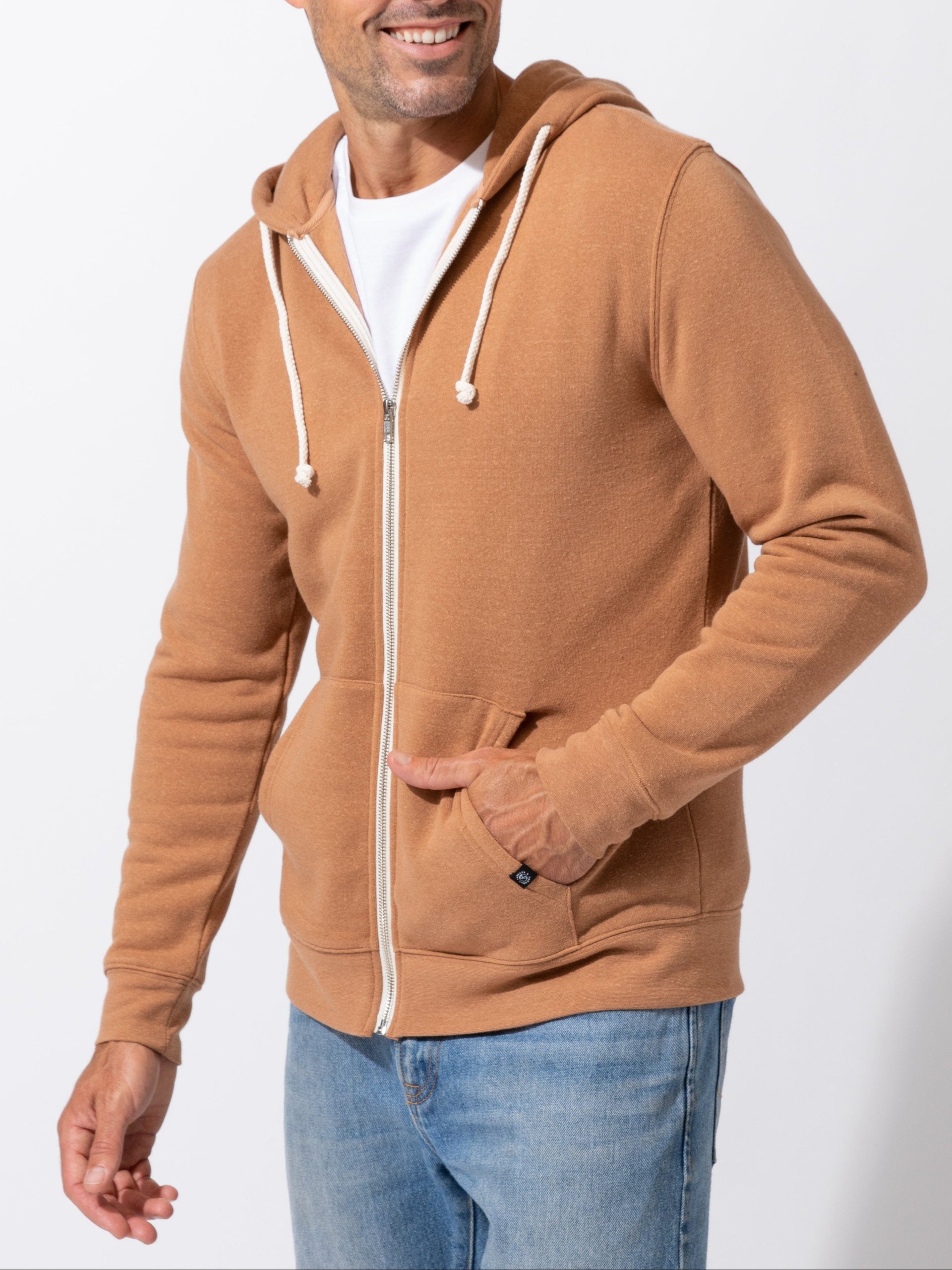 Men's Triblend Fleece Zip Hoodie - Lightweight Casual Outerwear