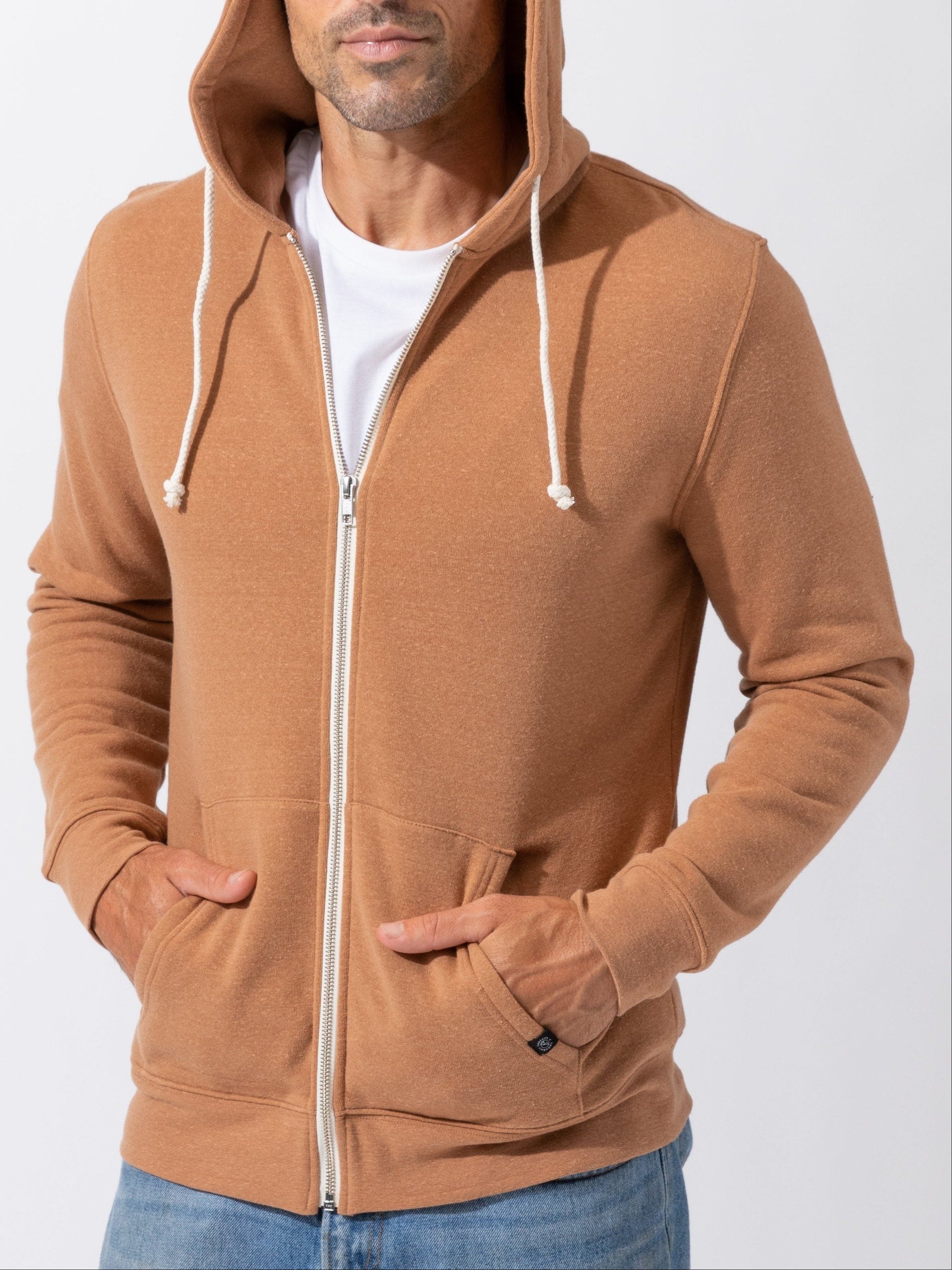Men's Triblend Fleece Zip Hoodie - Lightweight Casual Outerwear