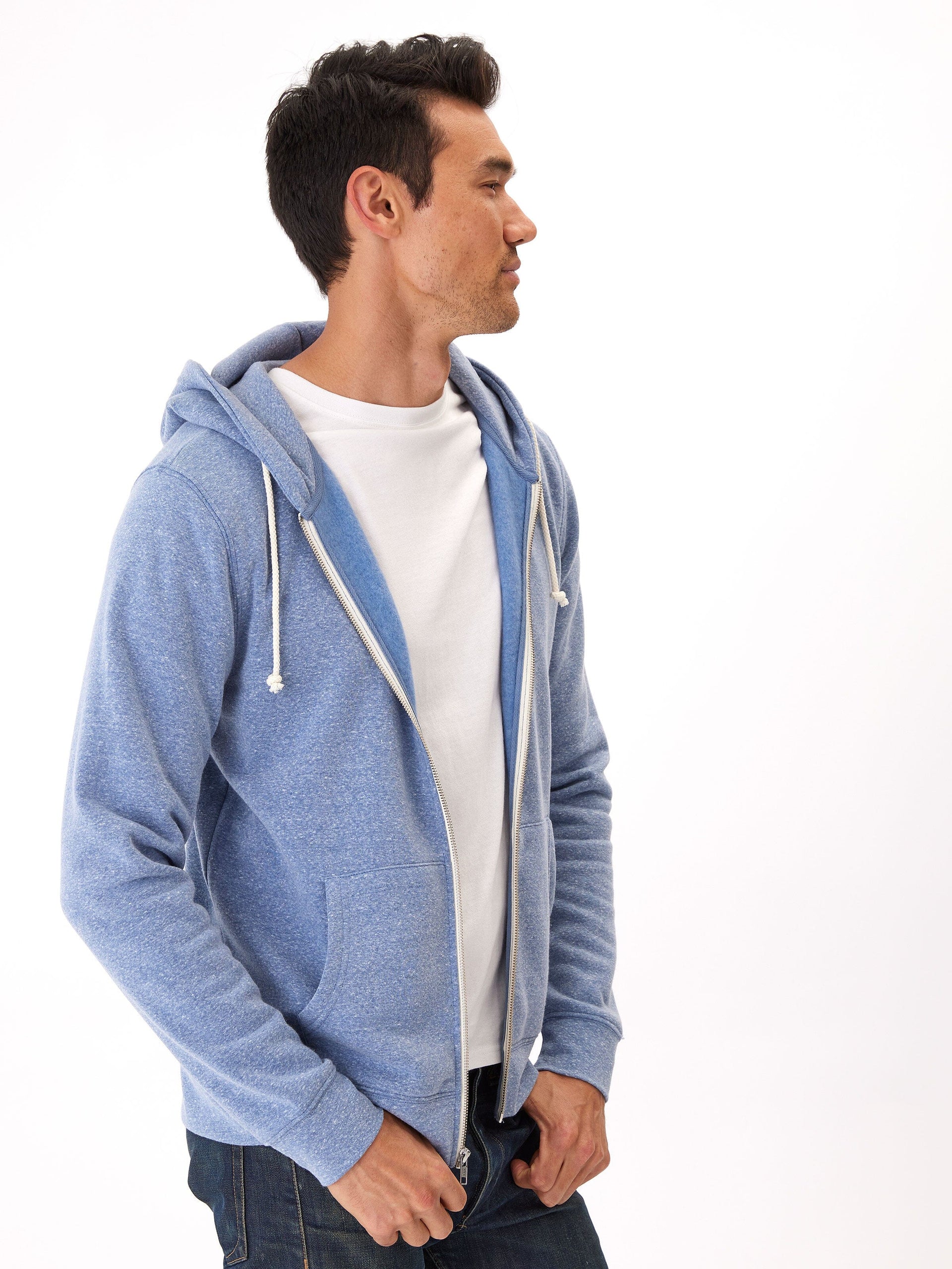 Men's Core Triblend Fleece Zip Hoodie – Lightweight Athletic Layer