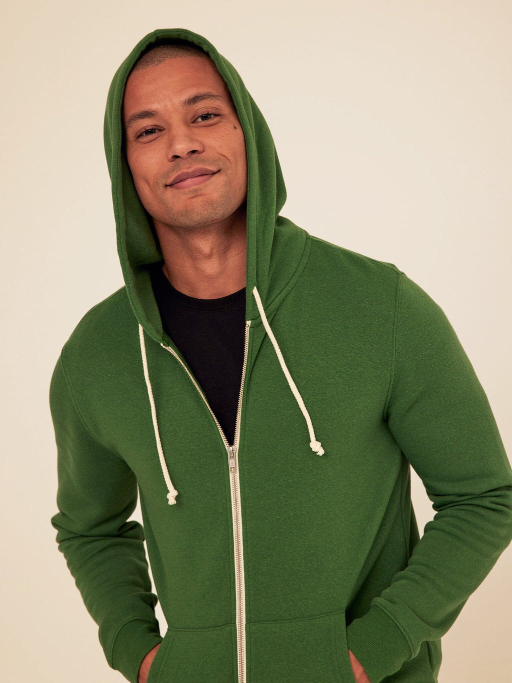 Men's Core Triblend Fleece Zip Hoodie in a soft knit fabric with front zip closure and adjustable hood