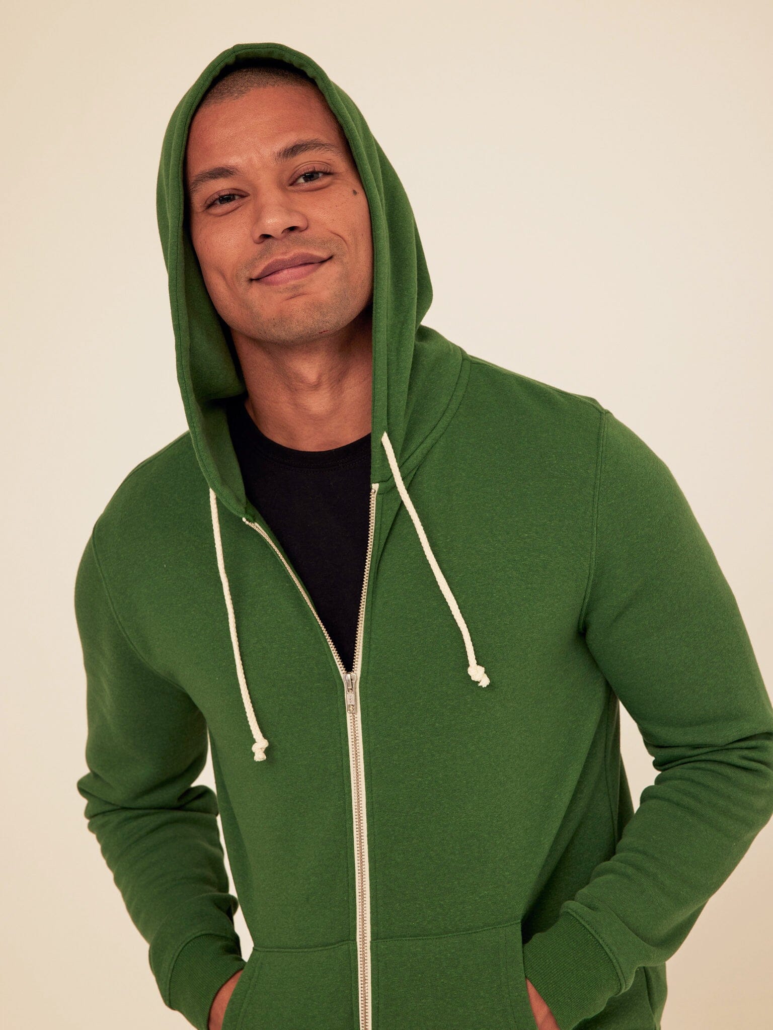 Men's Core Triblend Fleece Zip Hoodie in a soft knit fabric with front zip closure and adjustable hood