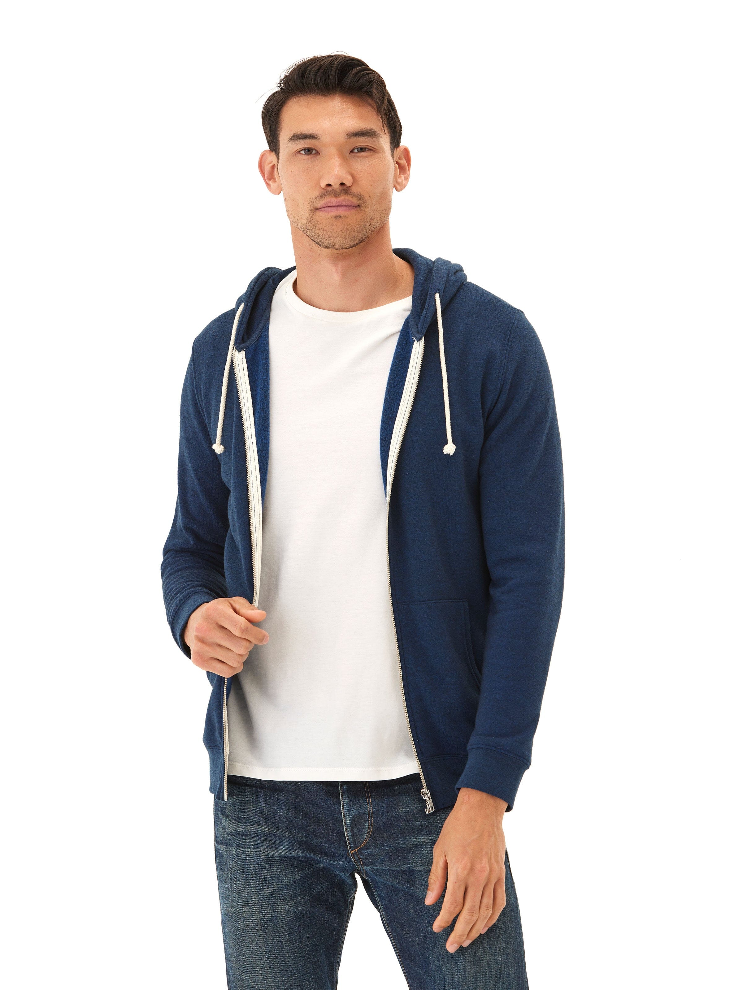 Men's Core Triblend Fleece Zip Hoodie - Lightweight Casual Layer