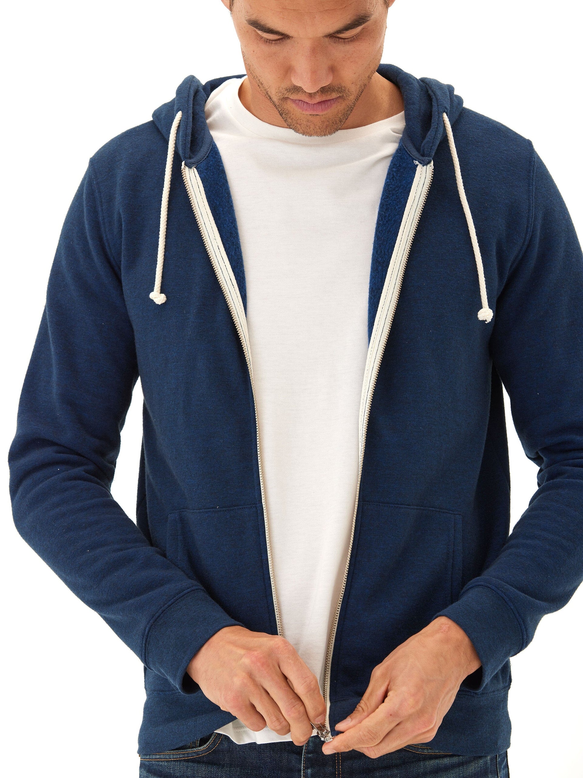 Men's Core Triblend Fleece Zip Hoodie - Lightweight Casual Layer