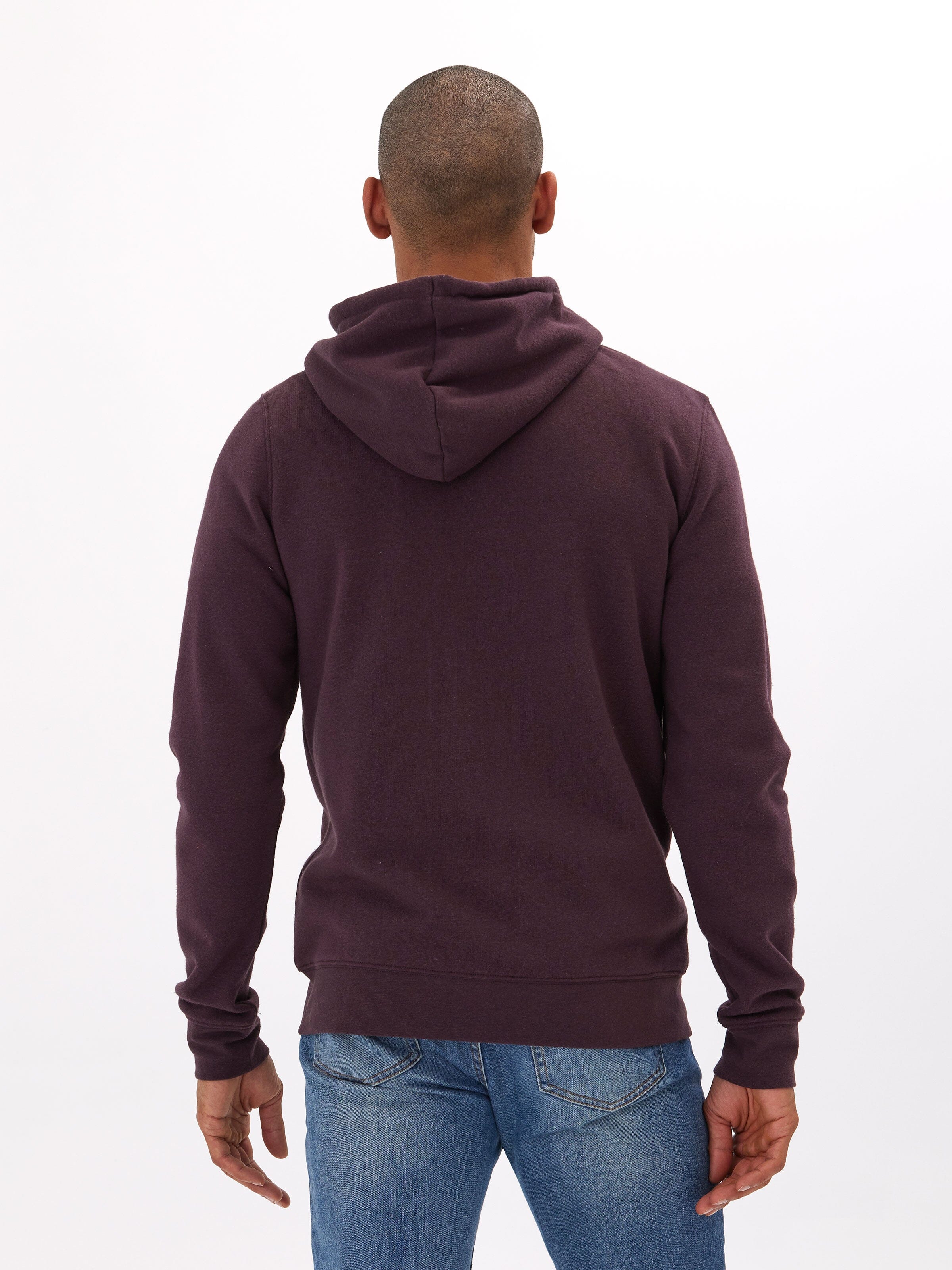 Men's Core Triblend Fleece Zip Hoodie in Dark Purple and White