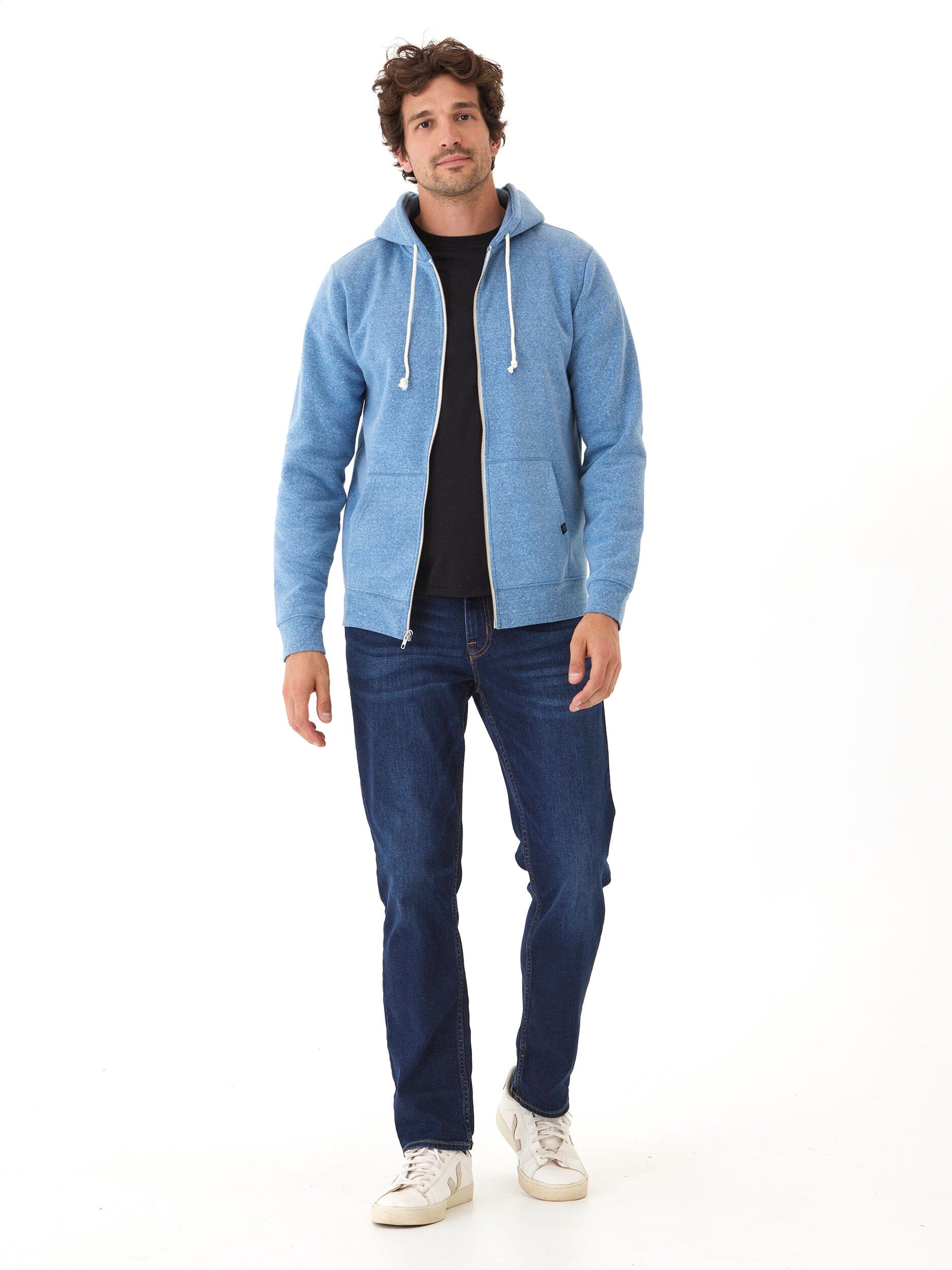 Men's Core Triblend Fleece Zip Hoodie in Heathered Medium Blue