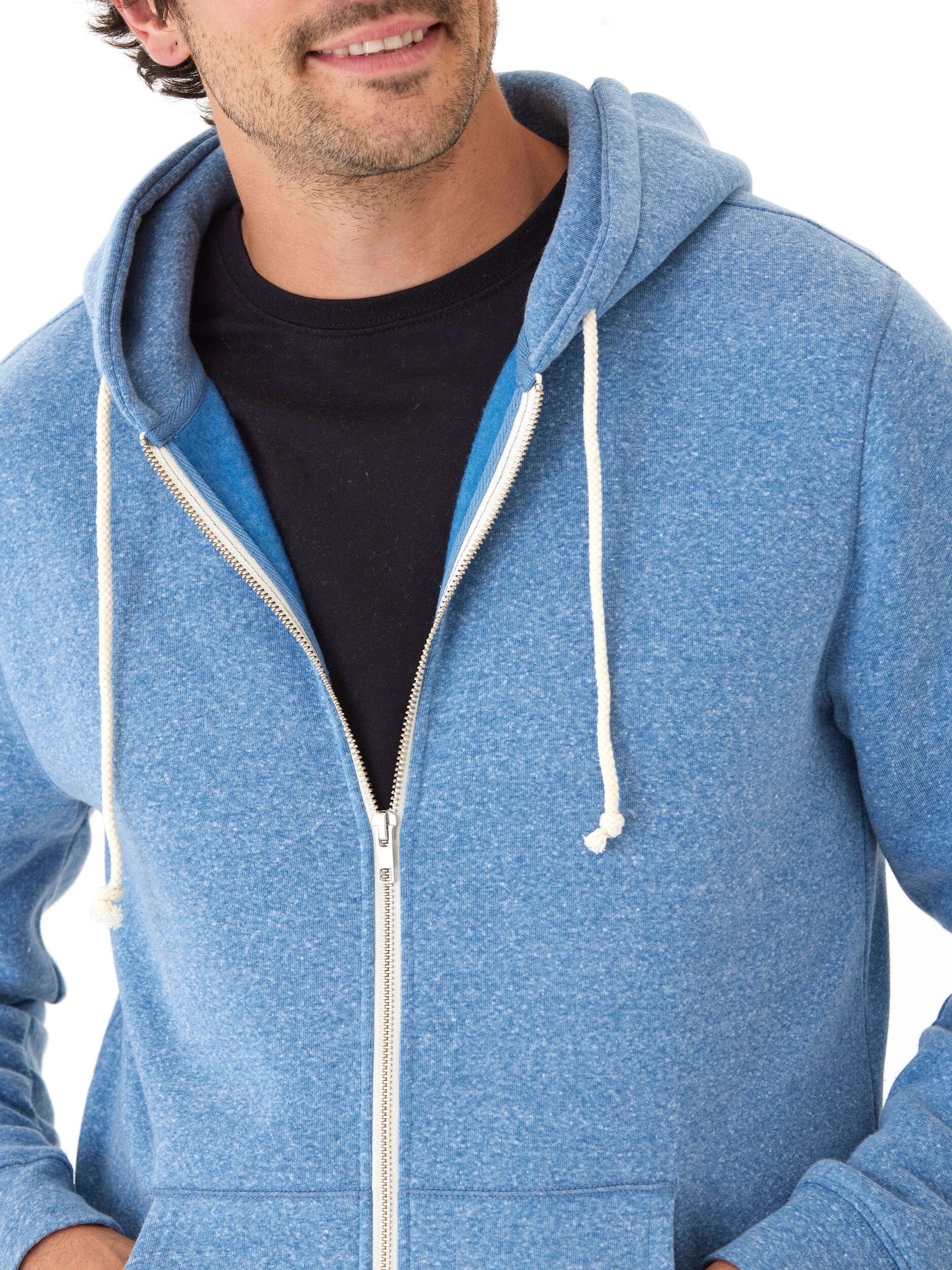 Men's Core Triblend Fleece Zip Hoodie in Heathered Medium Blue