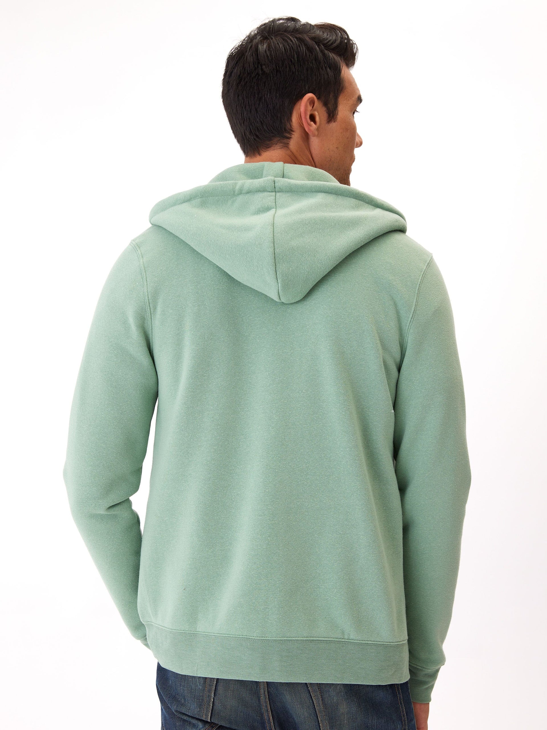 Men's Core Triblend Fleece Zip Hoodie in Sage Green or White