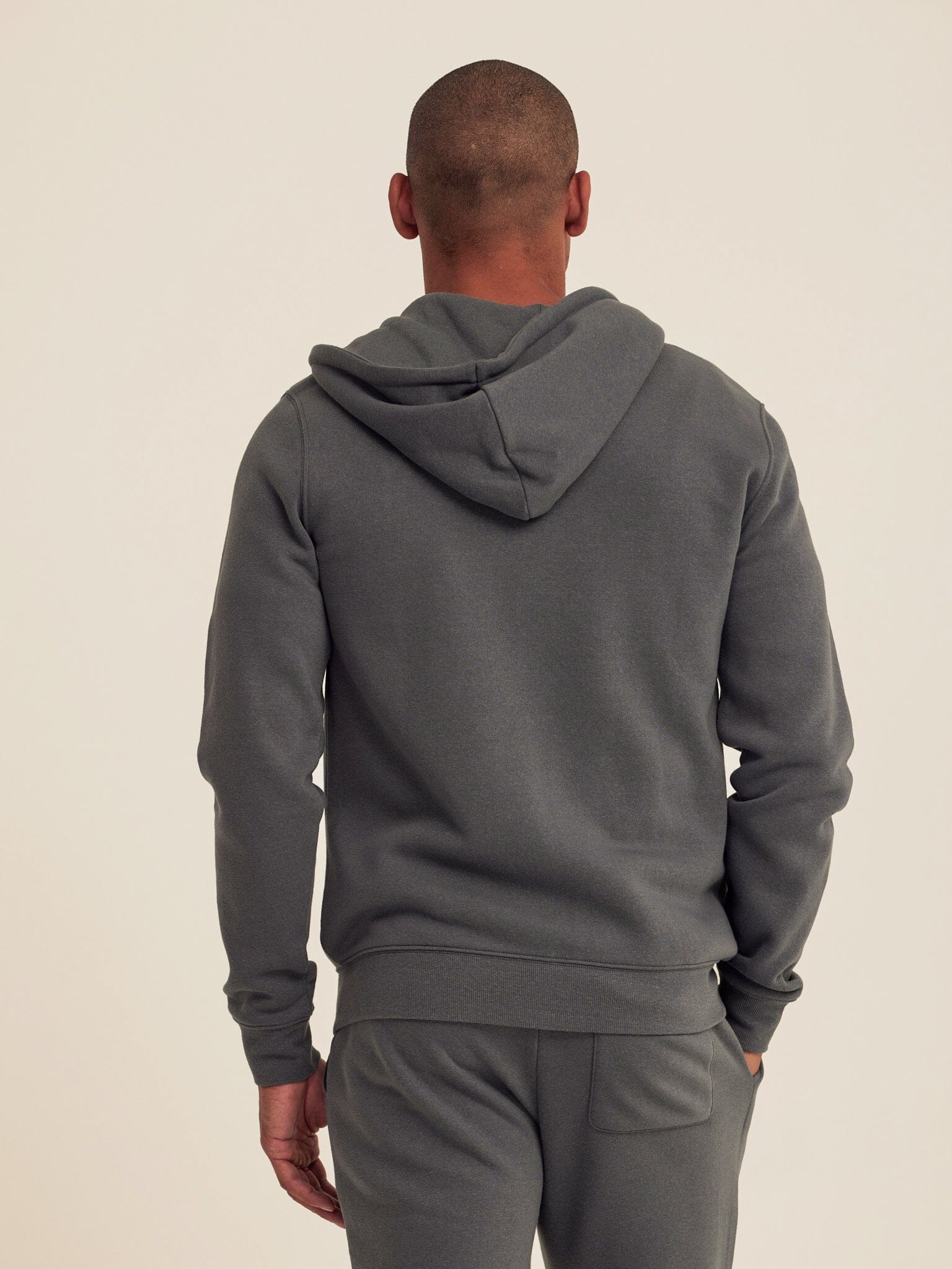 Men's Core Triblend Fleece Zip Hoodie in Charcoal-Gray and Off-White