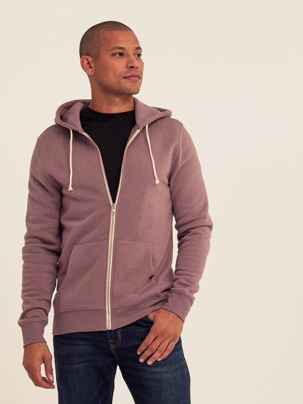 Men's Core Triblend Fleece Zip Hoodie in a soft knit fabric with front zip closure and adjustable hood