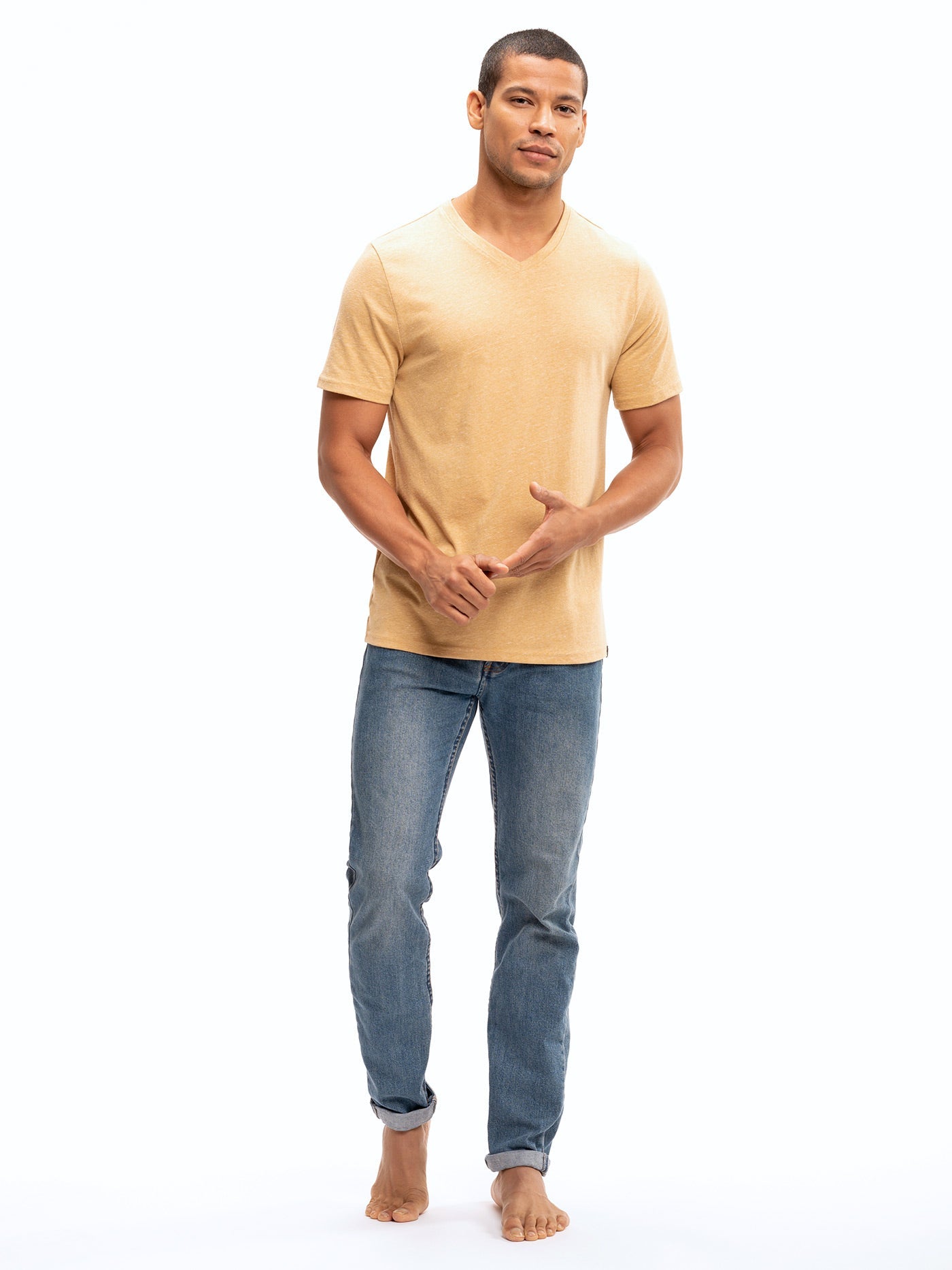 Men's Core Triblend Jersey V-Neck Tee Soft Knit