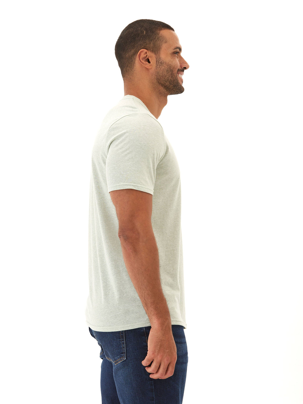 Men's Core Triblend V-Neck Tee in Light Green and Heather Grey