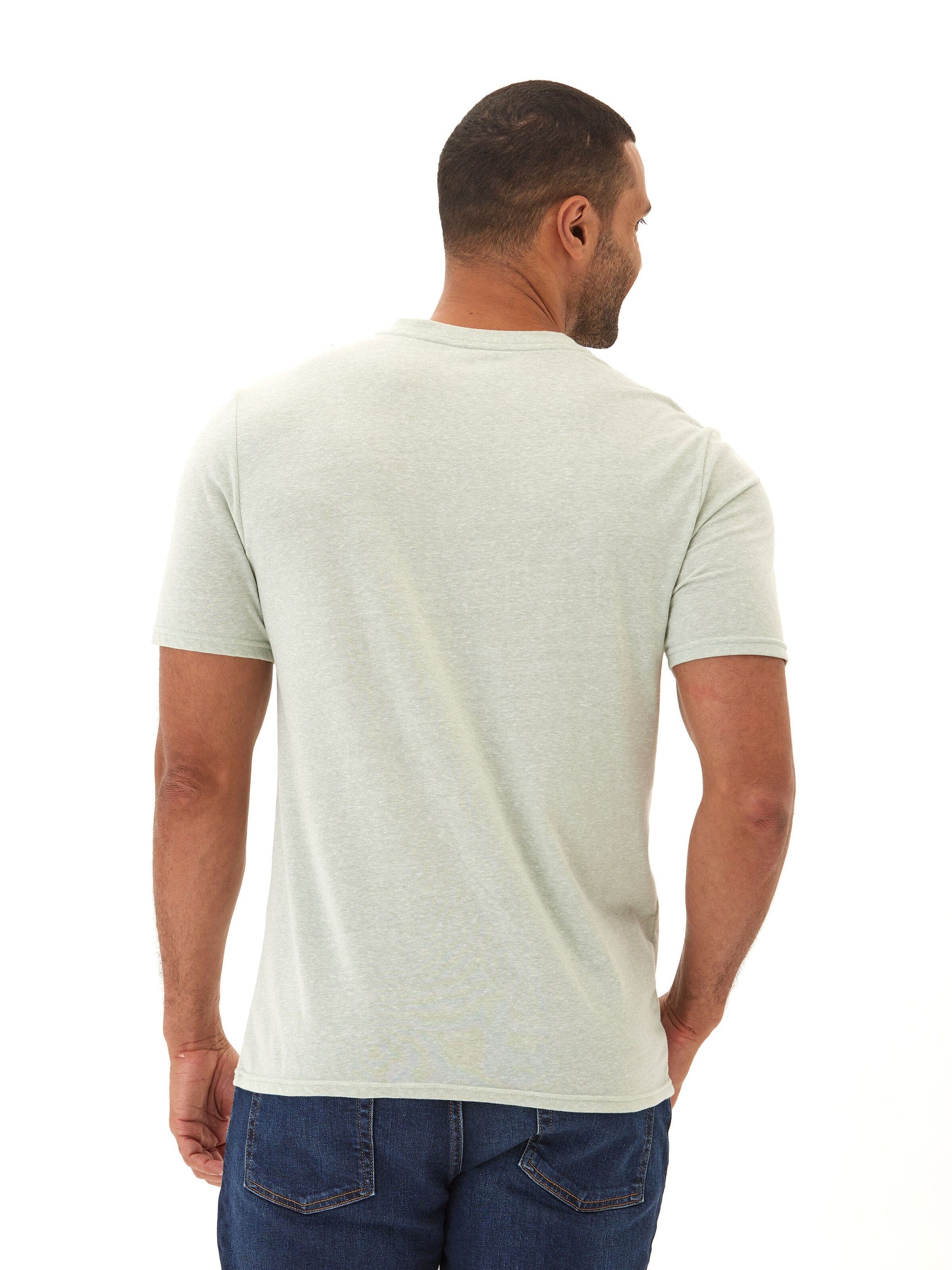 Men's Core Triblend V-Neck Tee in Light Green and Heather Grey