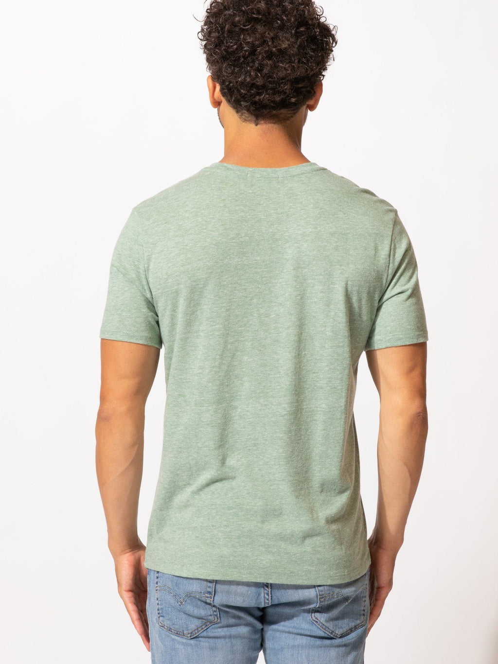 Men's Green Triblend Jersey V-Neck Tee - Soft Casual Knit Shirt