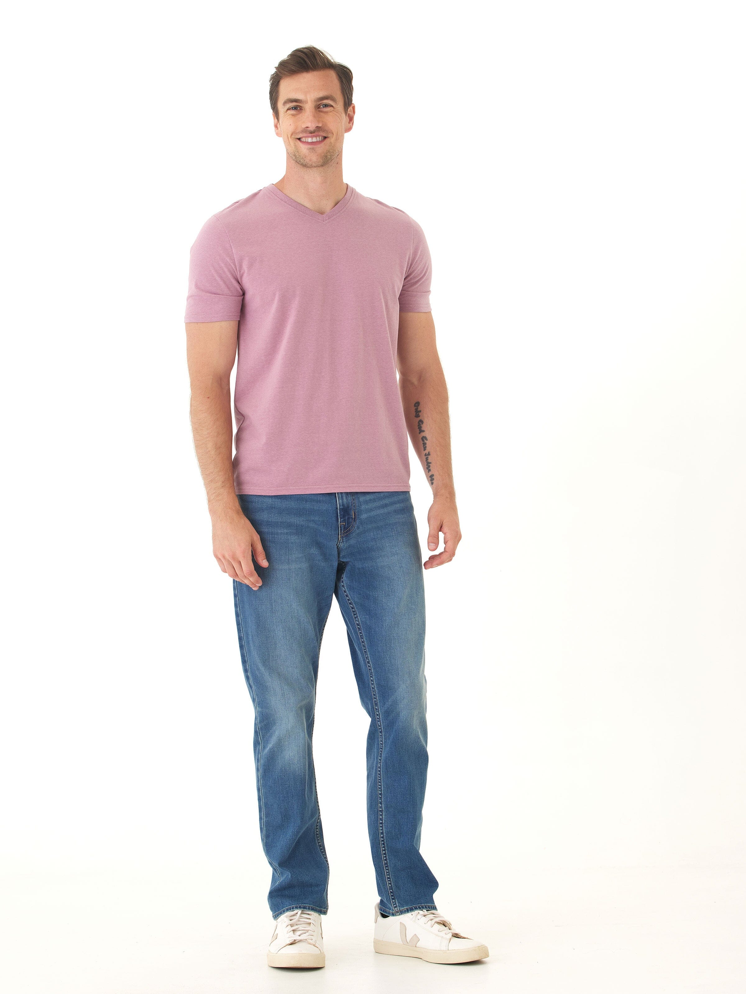 Men's Core Triblend Jersey V-Neck Tee in Dusty-Rose