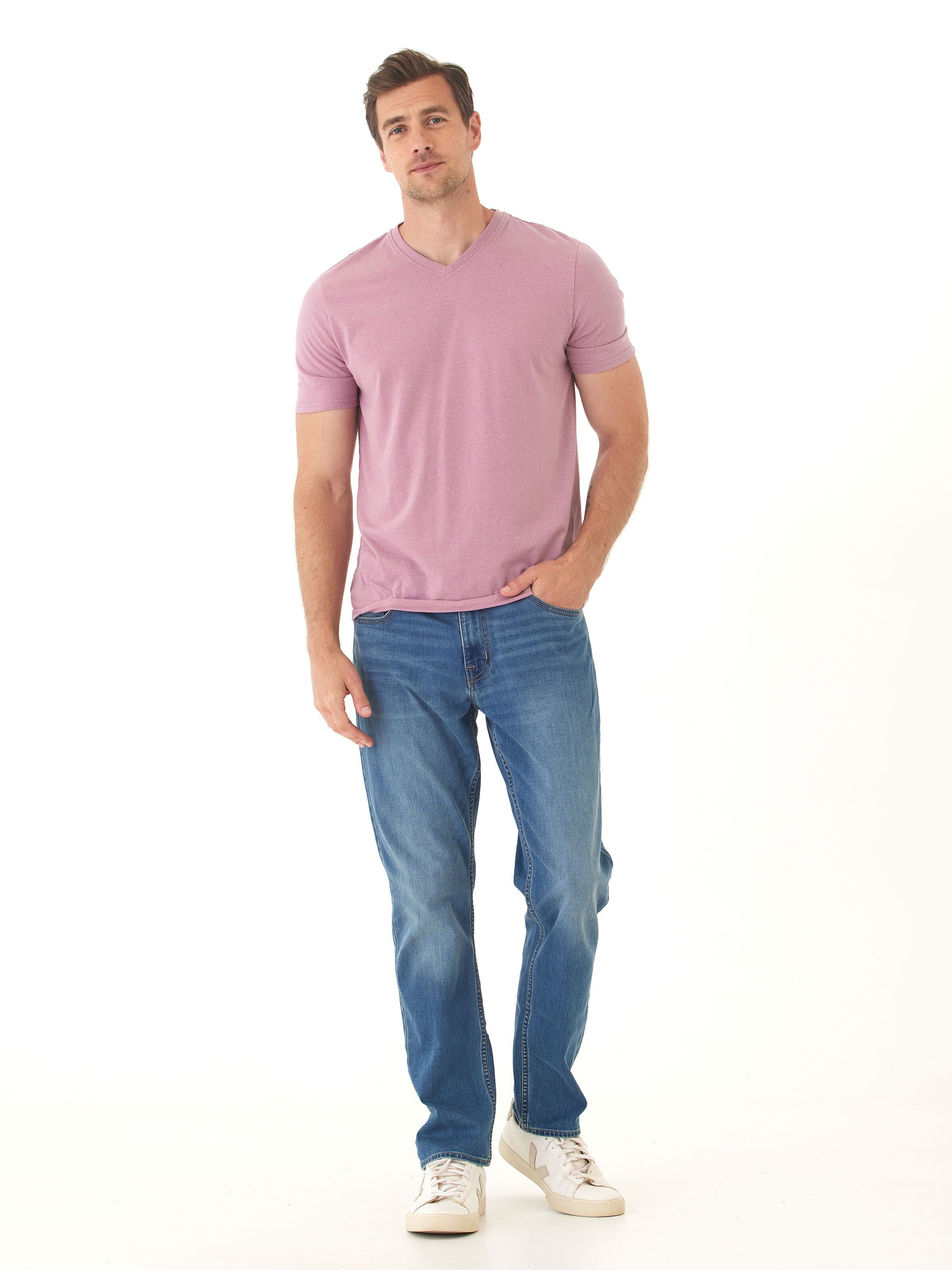 Men's Core Triblend Jersey V-Neck Tee in Dusty-Rose