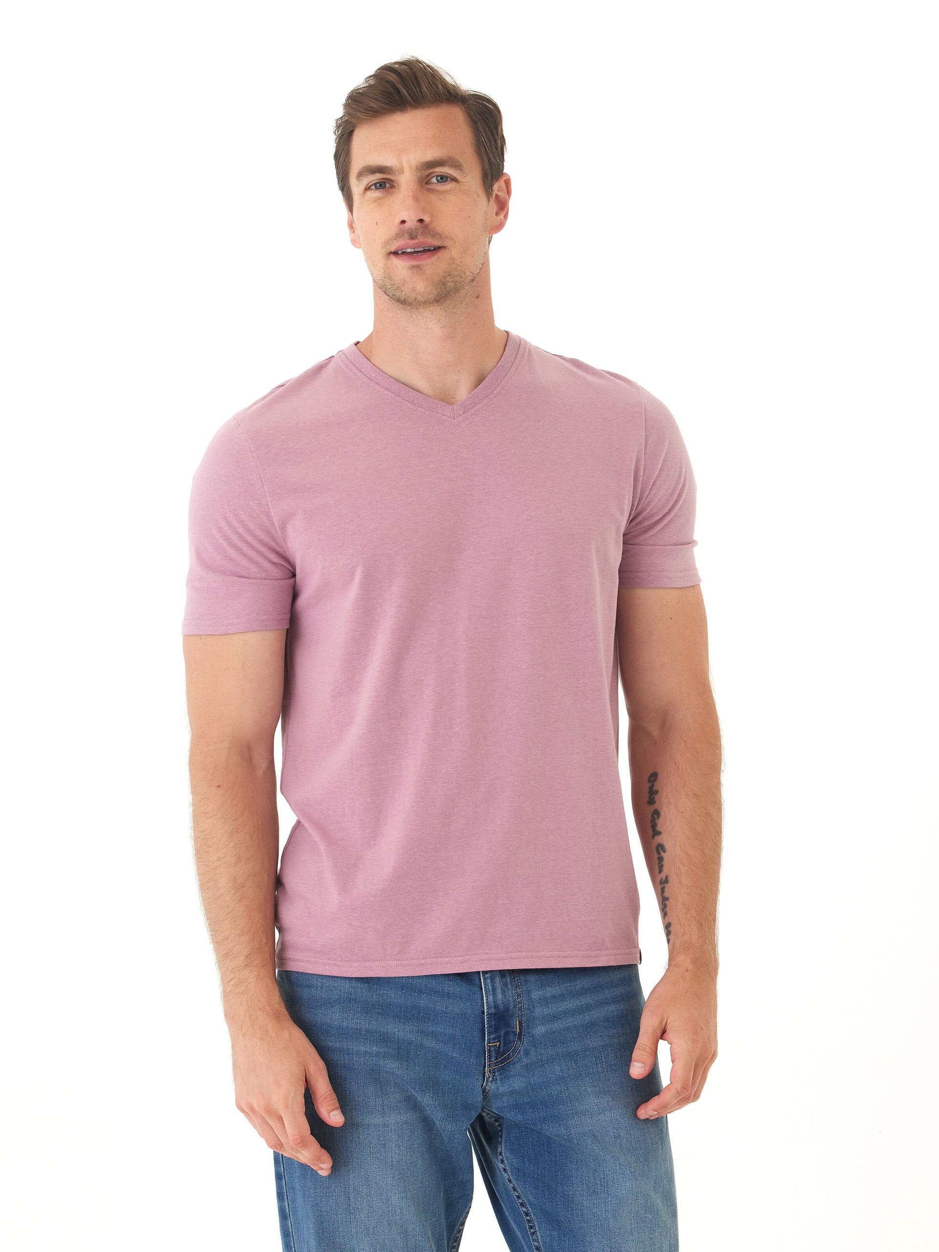 Men's Core Triblend Jersey V-Neck Tee in Dusty-Rose