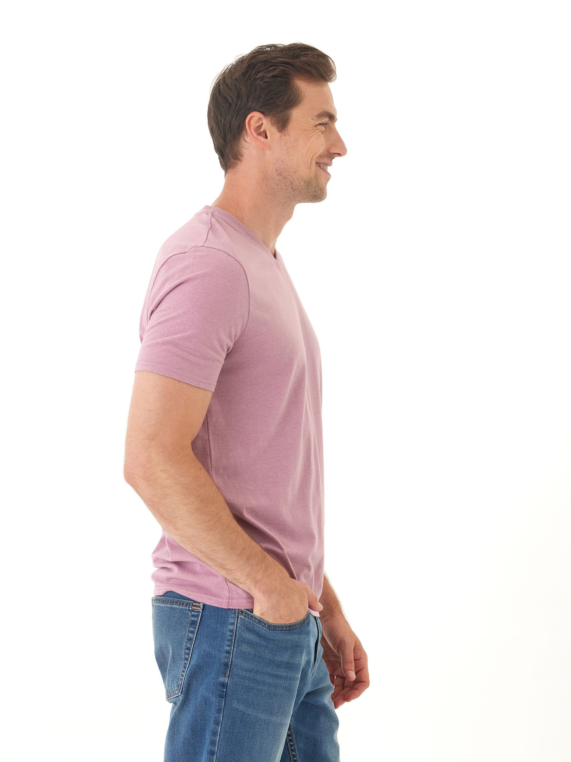 Men's Core Triblend Jersey V-Neck Tee in Dusty-Rose