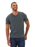 Men's minimalist dark grey triblend jersey v-neck t-shirt