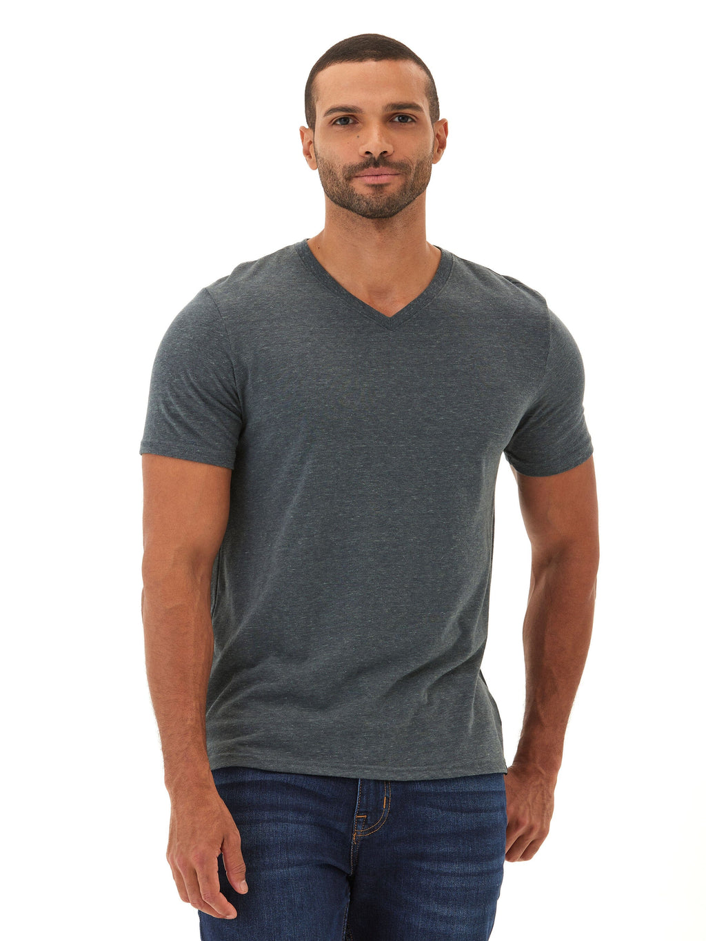 Men's Core Triblend Jersey V-Neck Tee in Dark Grey or Charcoal