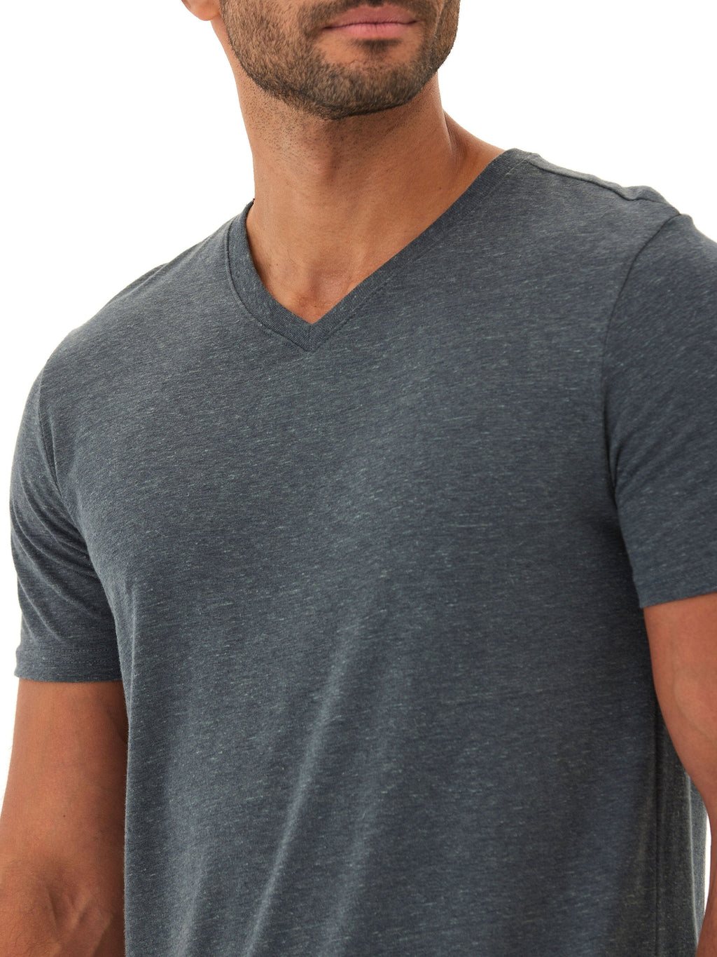 Men's Core Triblend Jersey V-Neck Tee in Dark Grey or Charcoal