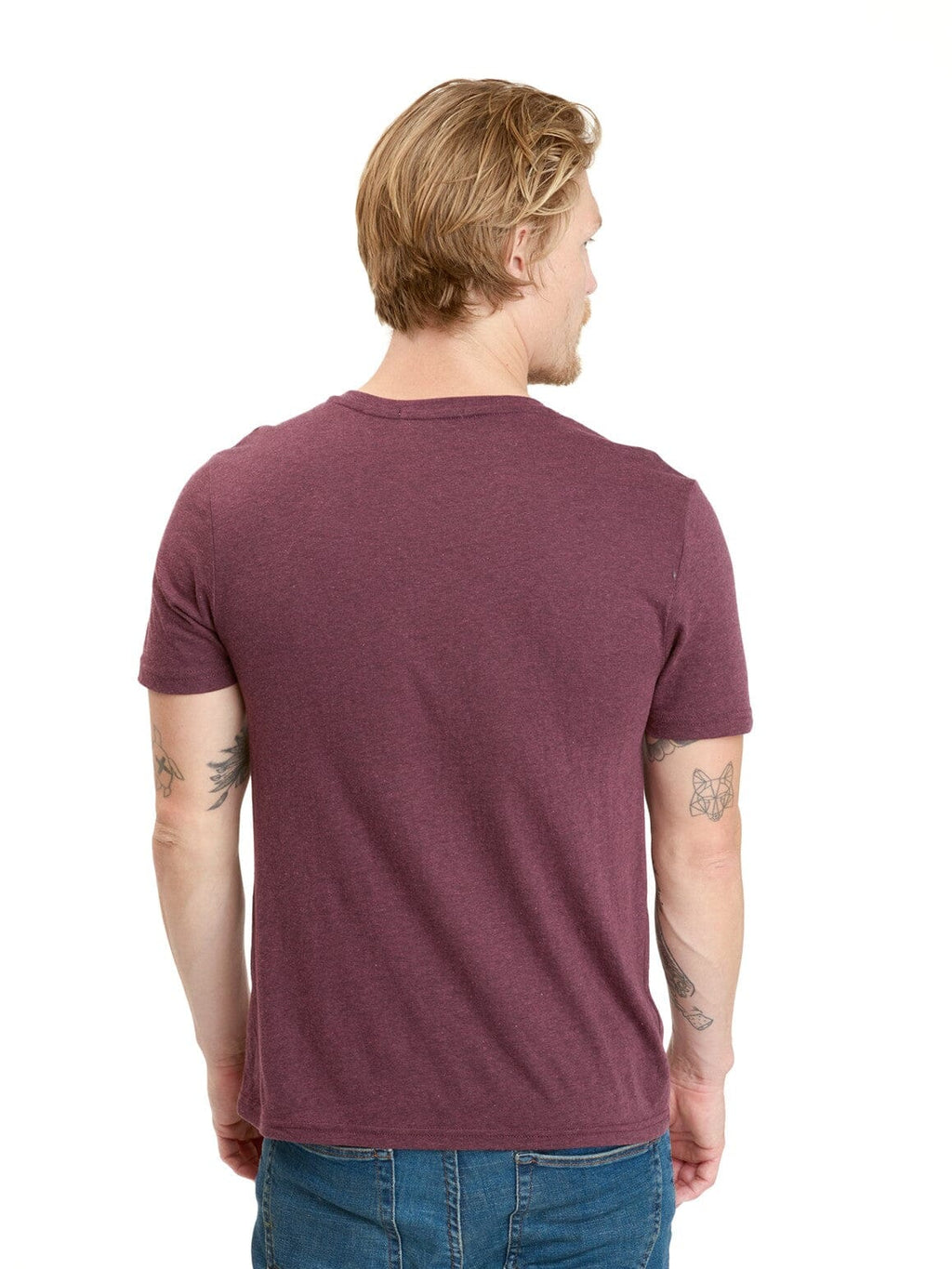 Men's Core Triblend Jersey V-Neck Tee in Maroon and Burgundy