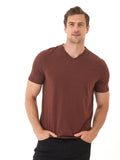 Men's Core Triblend Jersey V-Neck Tee in solid brown, casual-utility style.