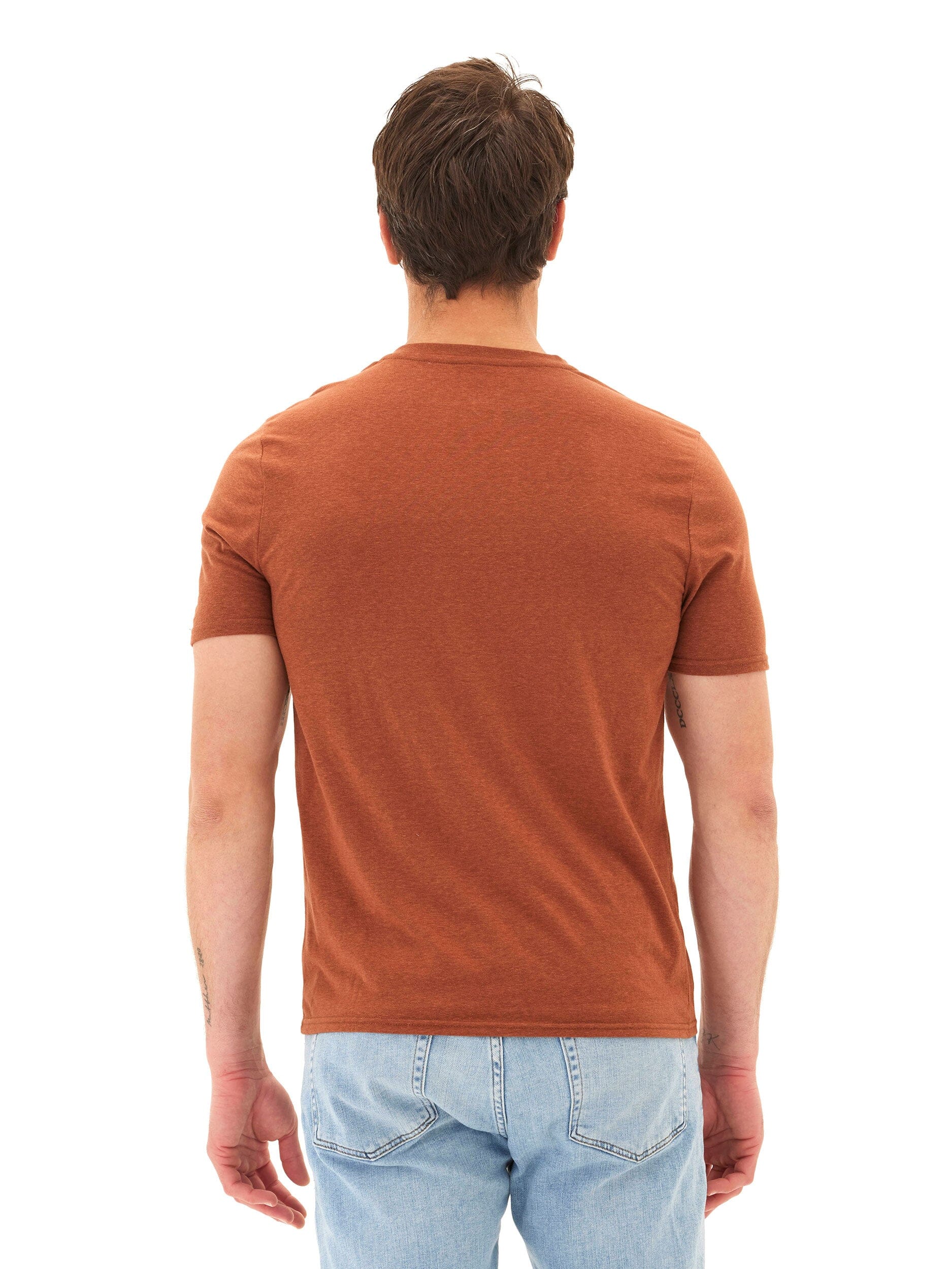 Men's Core Triblend Jersey V-Neck Tee in Rust and Brown