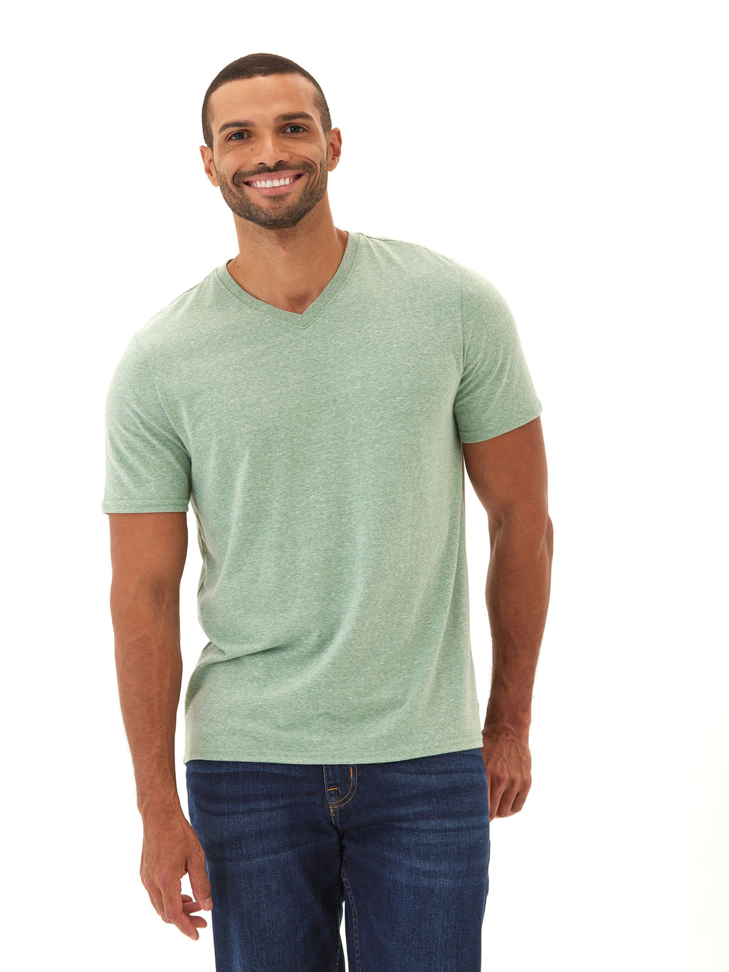 Men's Core Triblend Jersey V-Neck Tee in Green