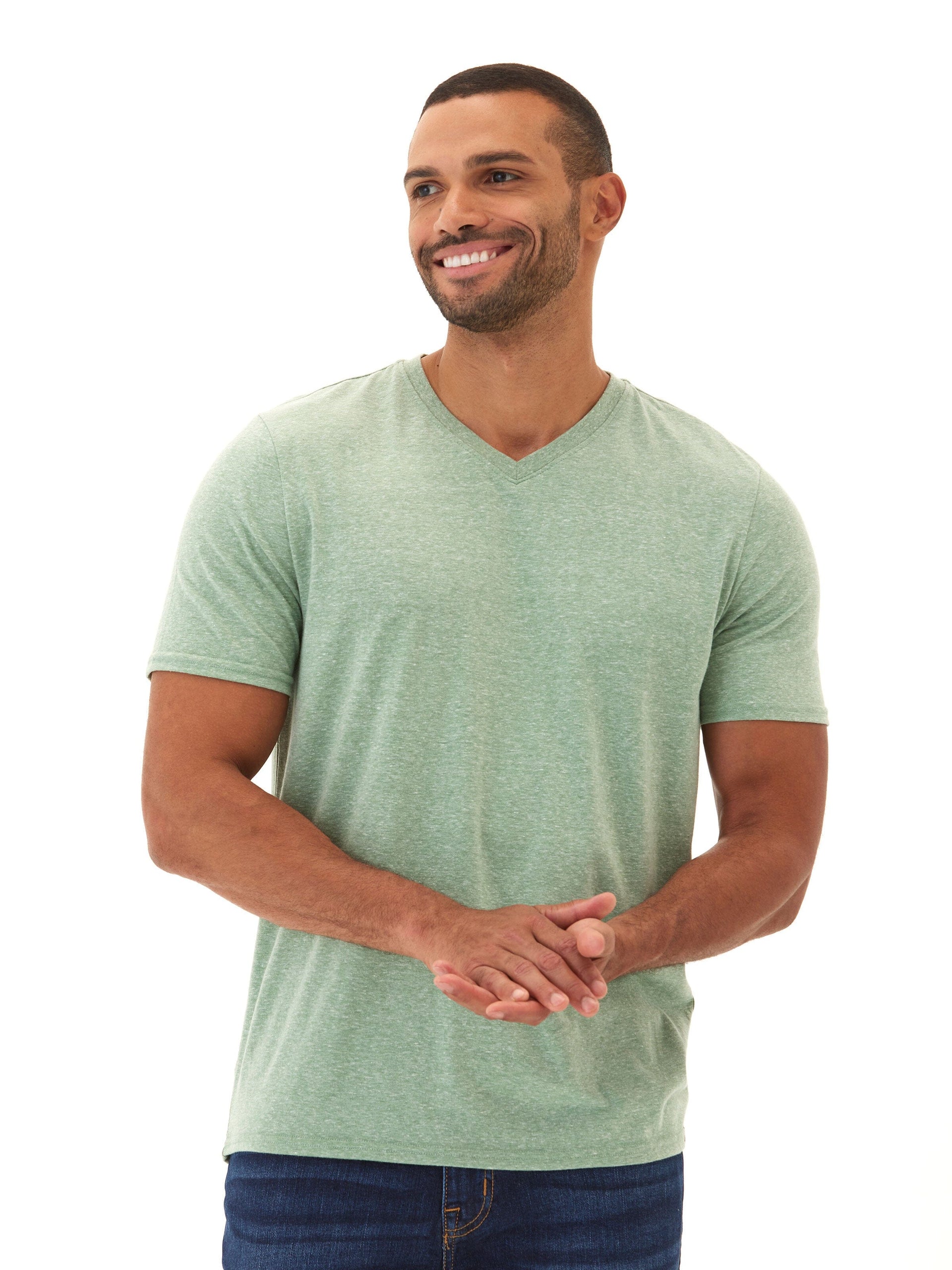 Men's Core Triblend Jersey V-Neck Tee in Green