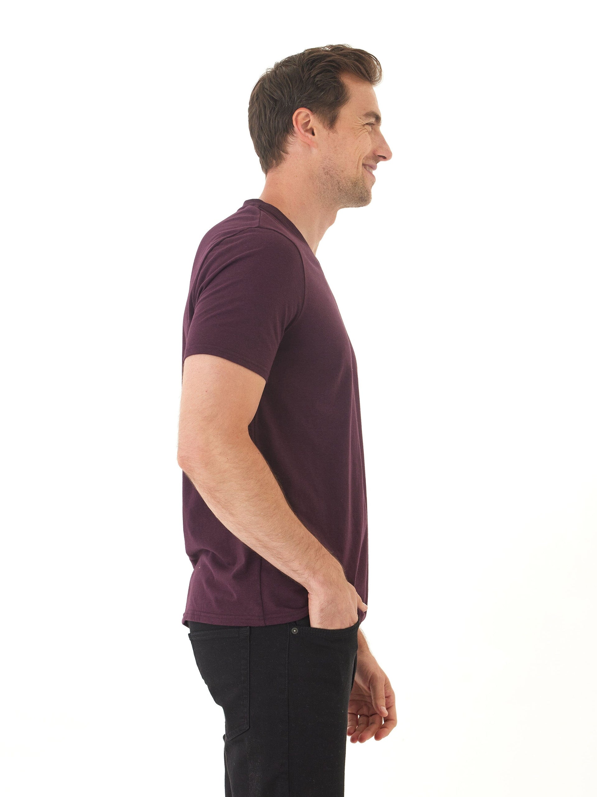 Men's Dark Purple and Maroon Triblend Jersey V-Neck Tee