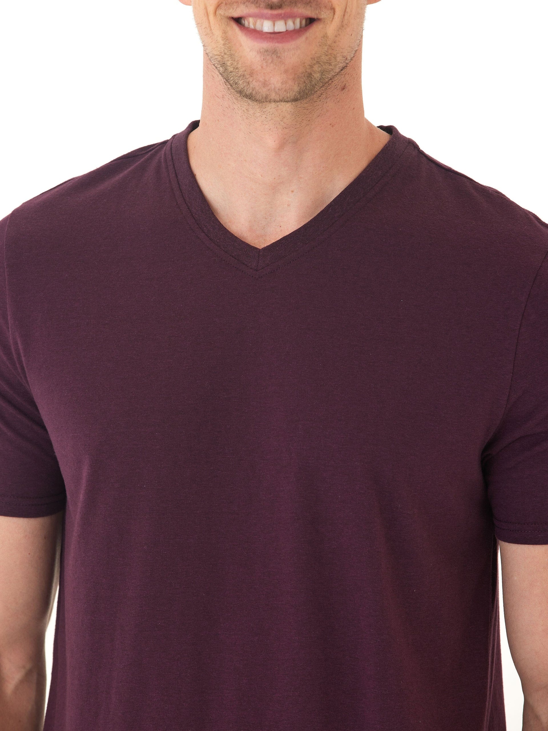 Men's Dark Purple and Maroon Triblend Jersey V-Neck Tee