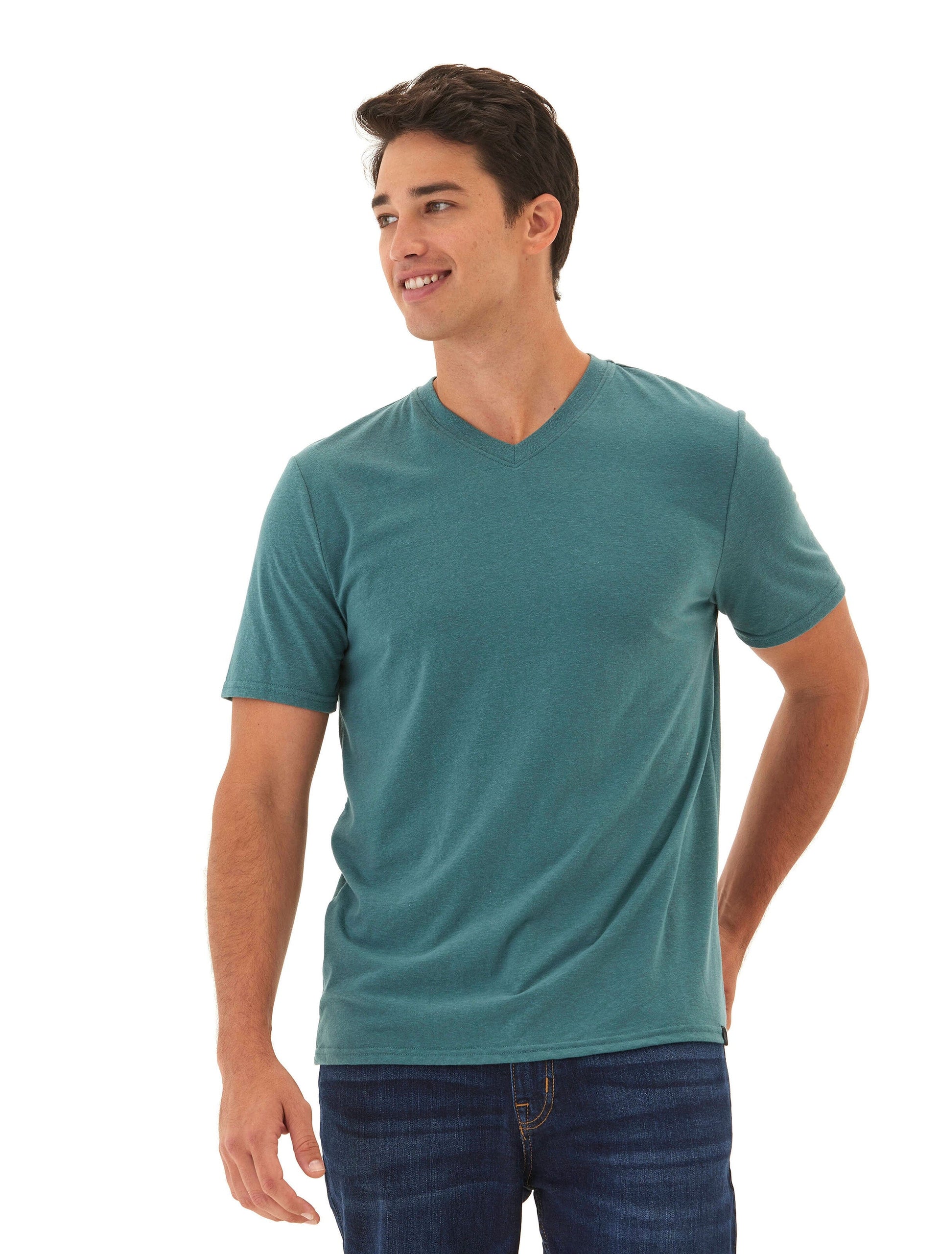 Men's Core Triblend Jersey V-Neck Tee in Teal