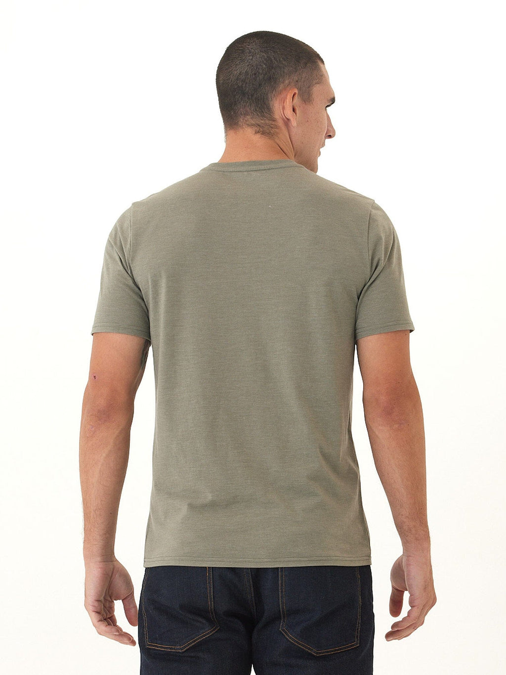 Men's Core Triblend Jersey Crew Neck Tee in Olive and Grey