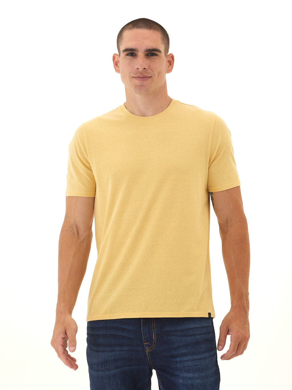 Men's Core Triblend Jersey Crew Neck Tee in Muted Golden Yellow