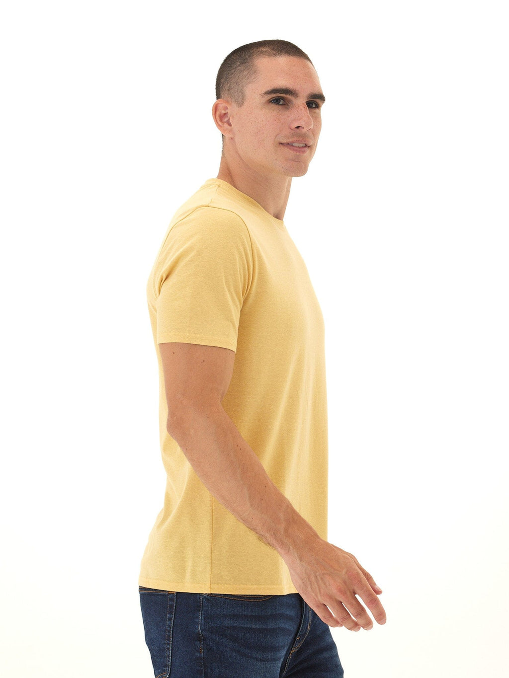 Men's Core Triblend Jersey Crew Neck Tee in Muted Golden Yellow