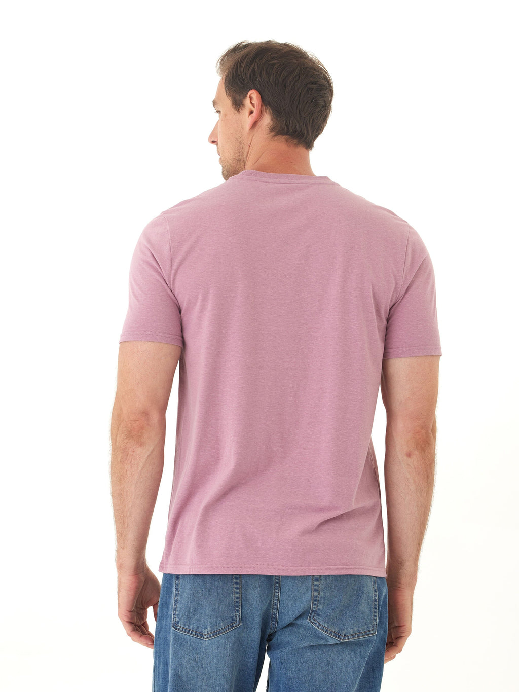 Men's Core Triblend Jersey Crew Neck Tee in Mauve and Heather-Pink
