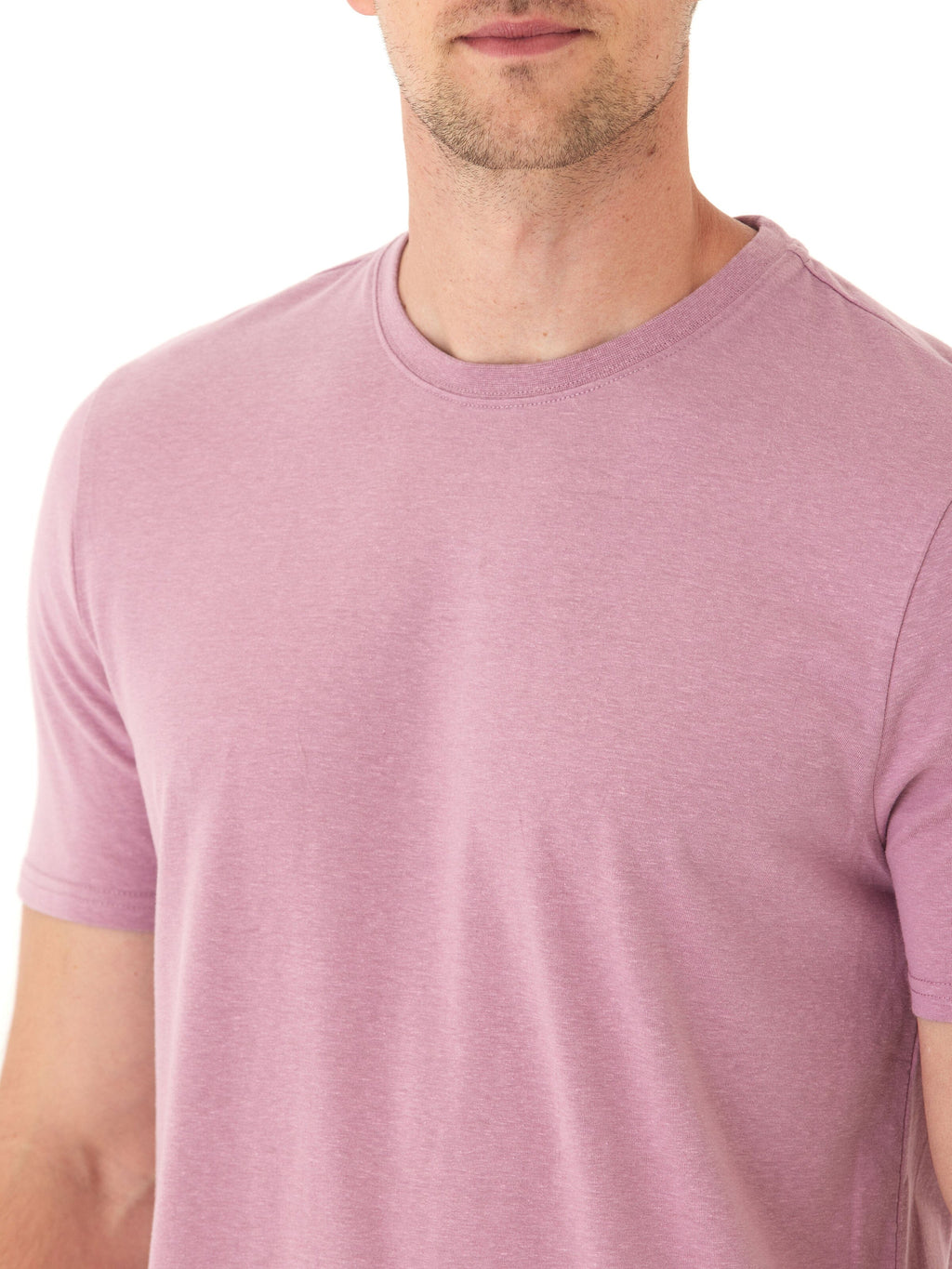 Men's Core Triblend Jersey Crew Neck Tee in Mauve and Heather-Pink