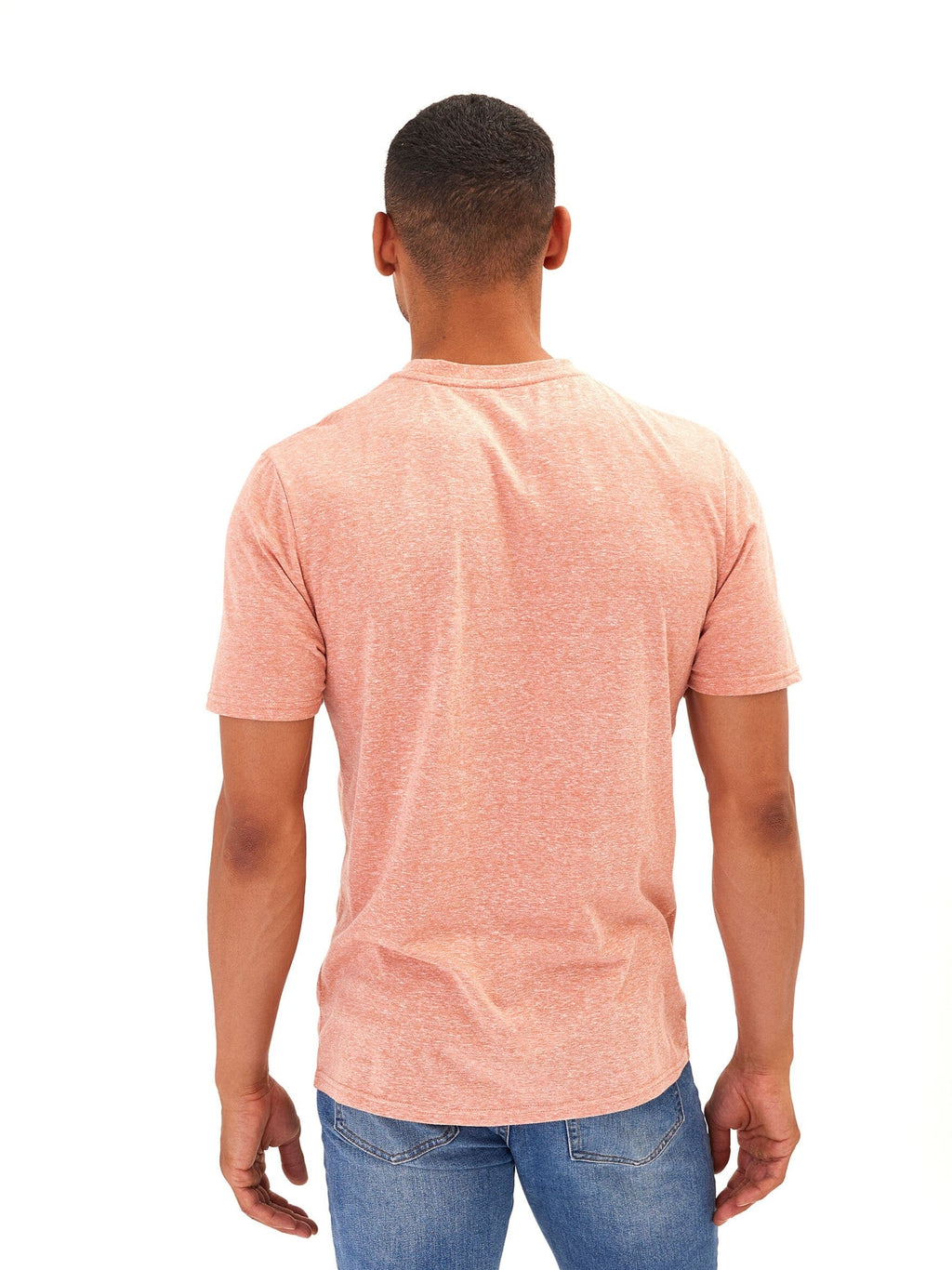 Men’s Core Triblend Jersey Crew Neck Tee in Coral and White