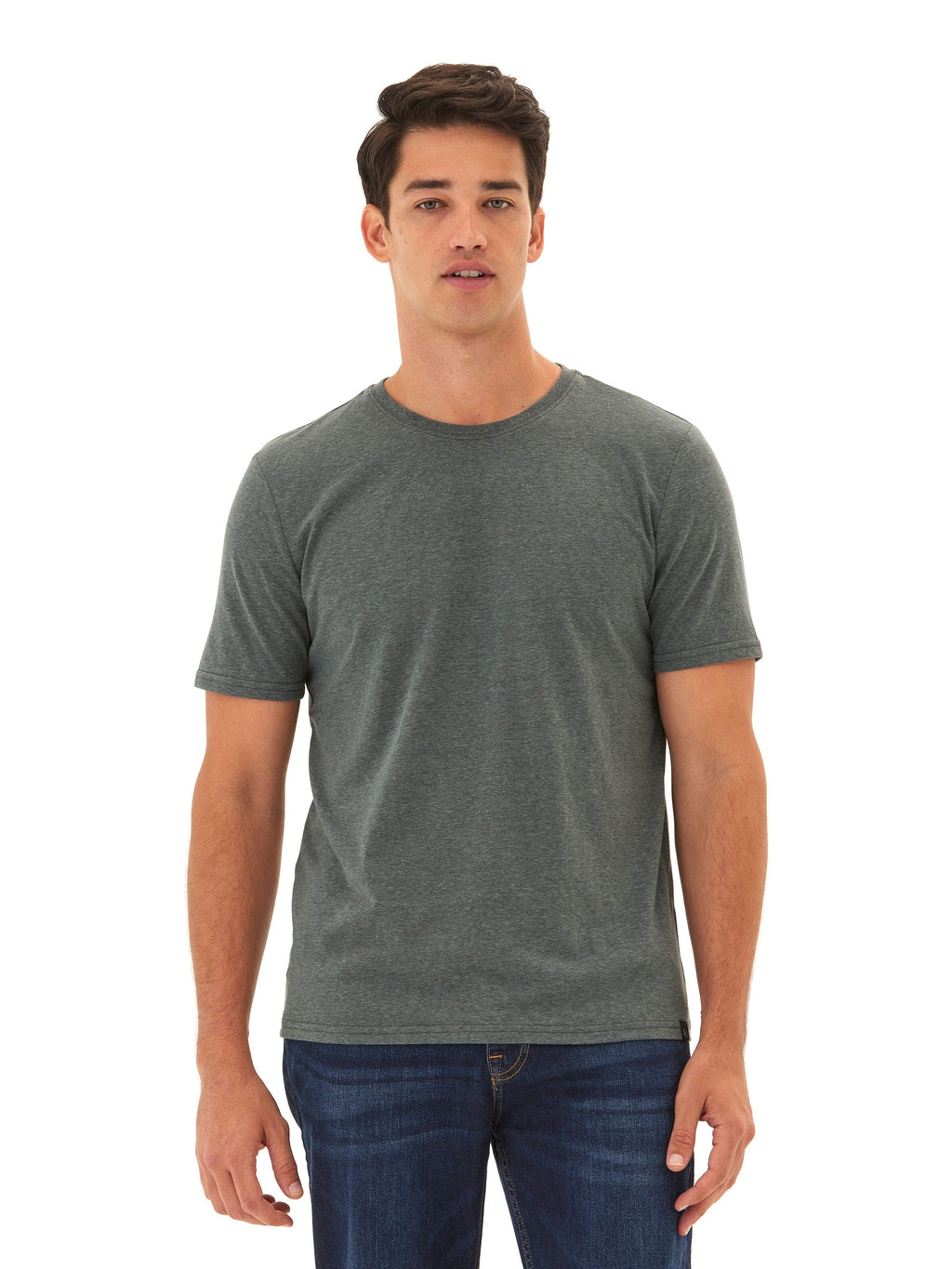Men's Core Triblend Jersey Crew Neck Tee in charcoal grey and heathered grey