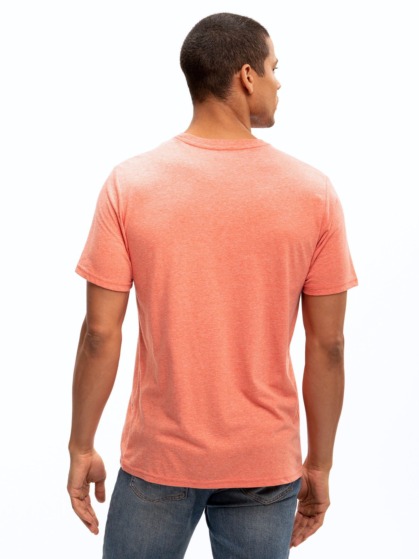 Men's Core Triblend Jersey Crew Neck Tee in Coral and Heather-Orange