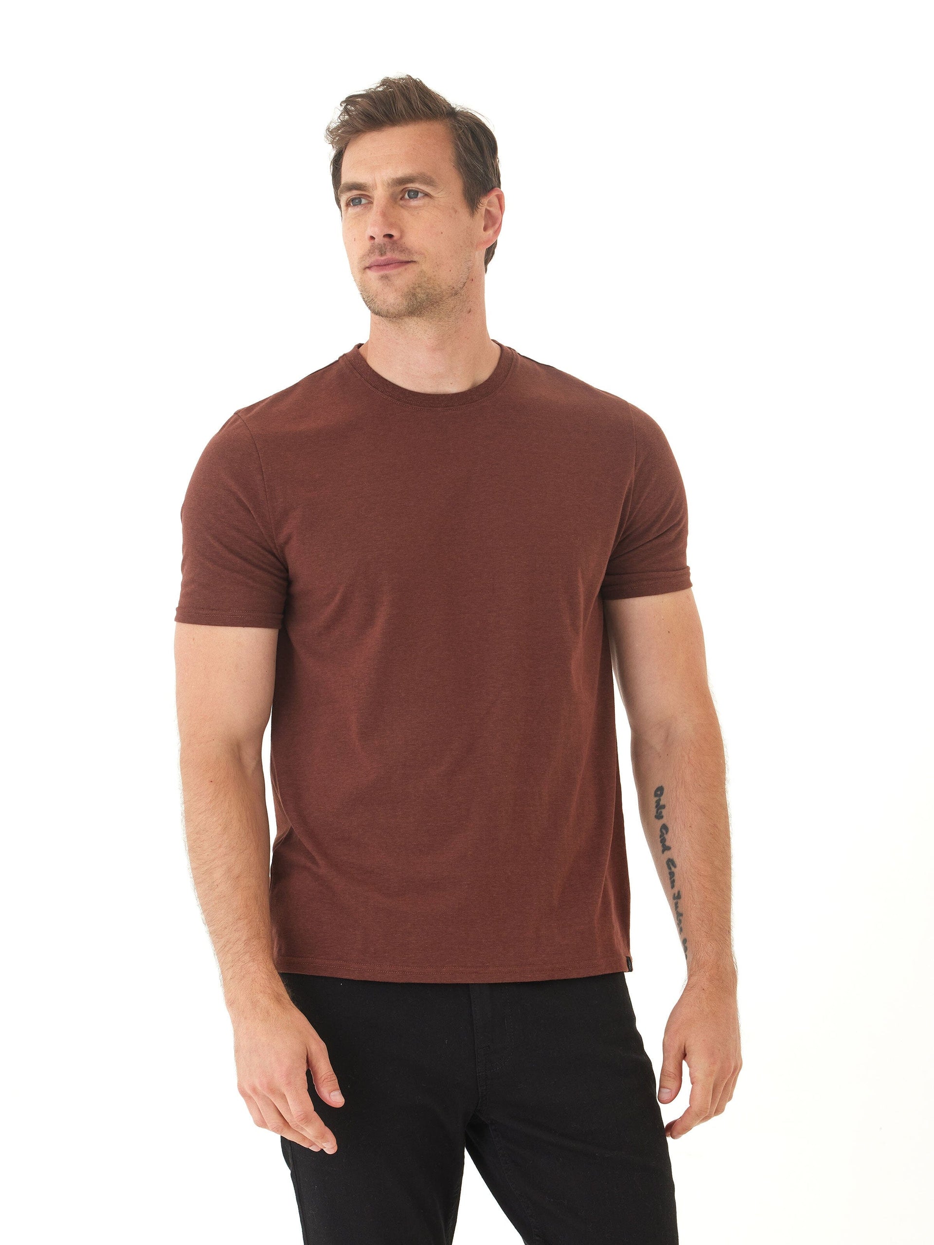 Men's Core Triblend Jersey Crew Neck Tee in Brown and Maroon