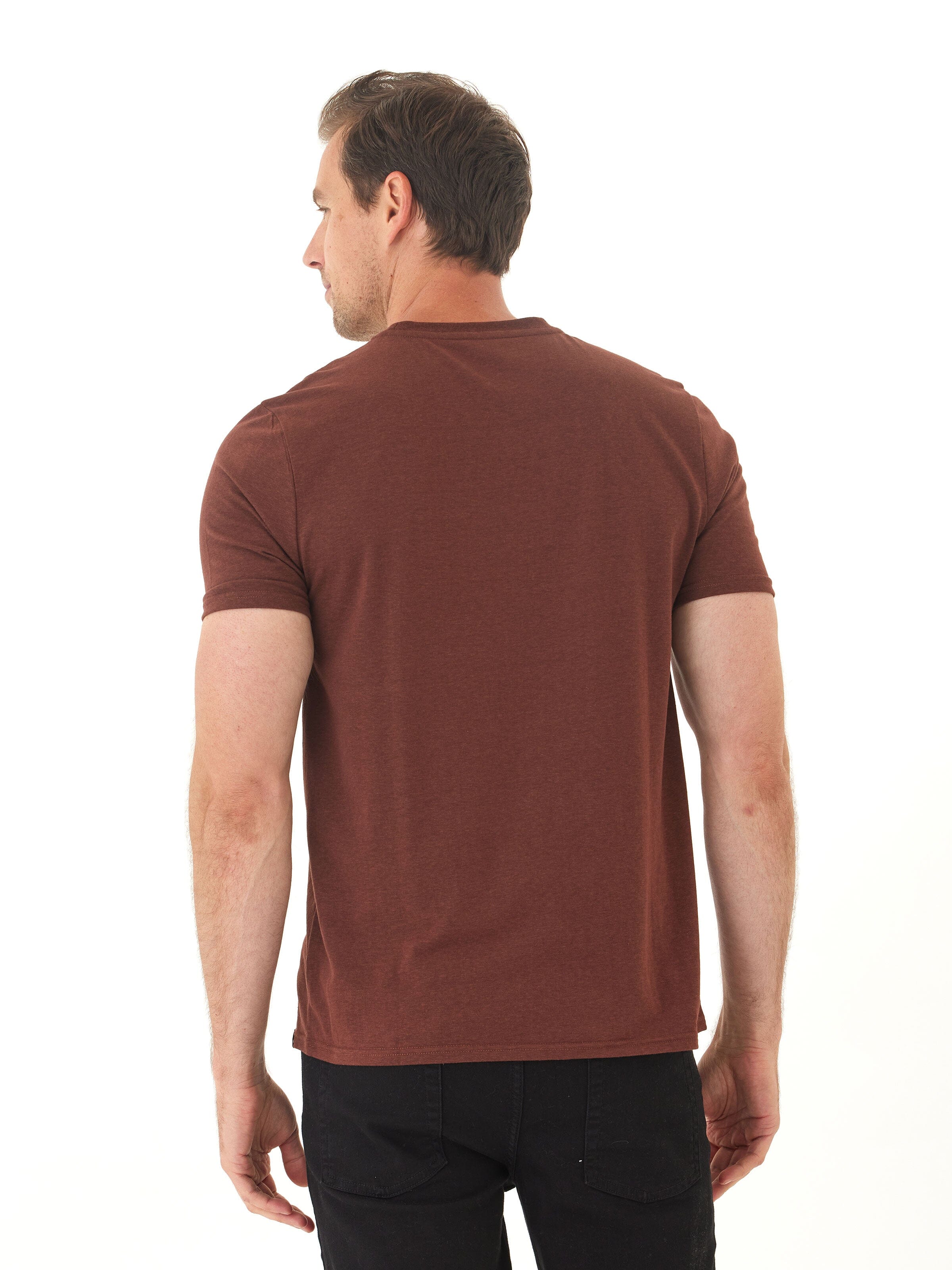 Men's Core Triblend Jersey Crew Neck Tee in Brown and Maroon